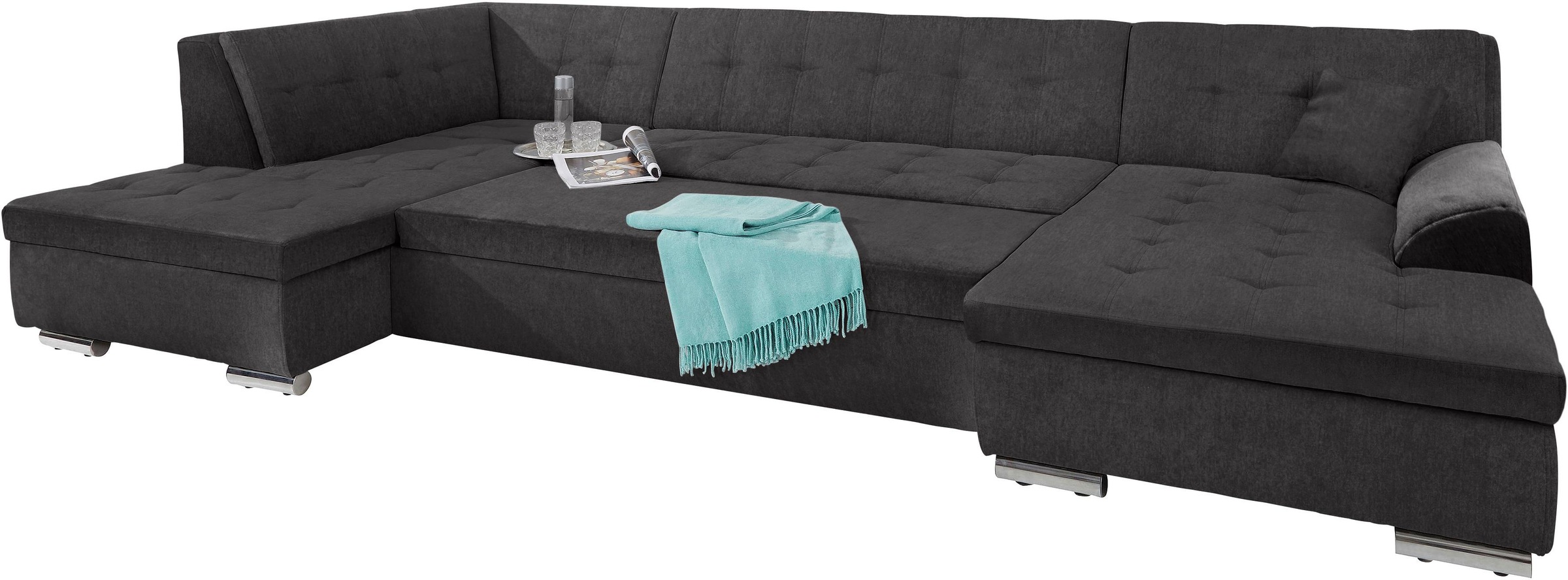 DOMO collection Wohnlandschaft »Aversa U-Form«, wahlweise mit Bettfunktion, frei im Raum stellbar