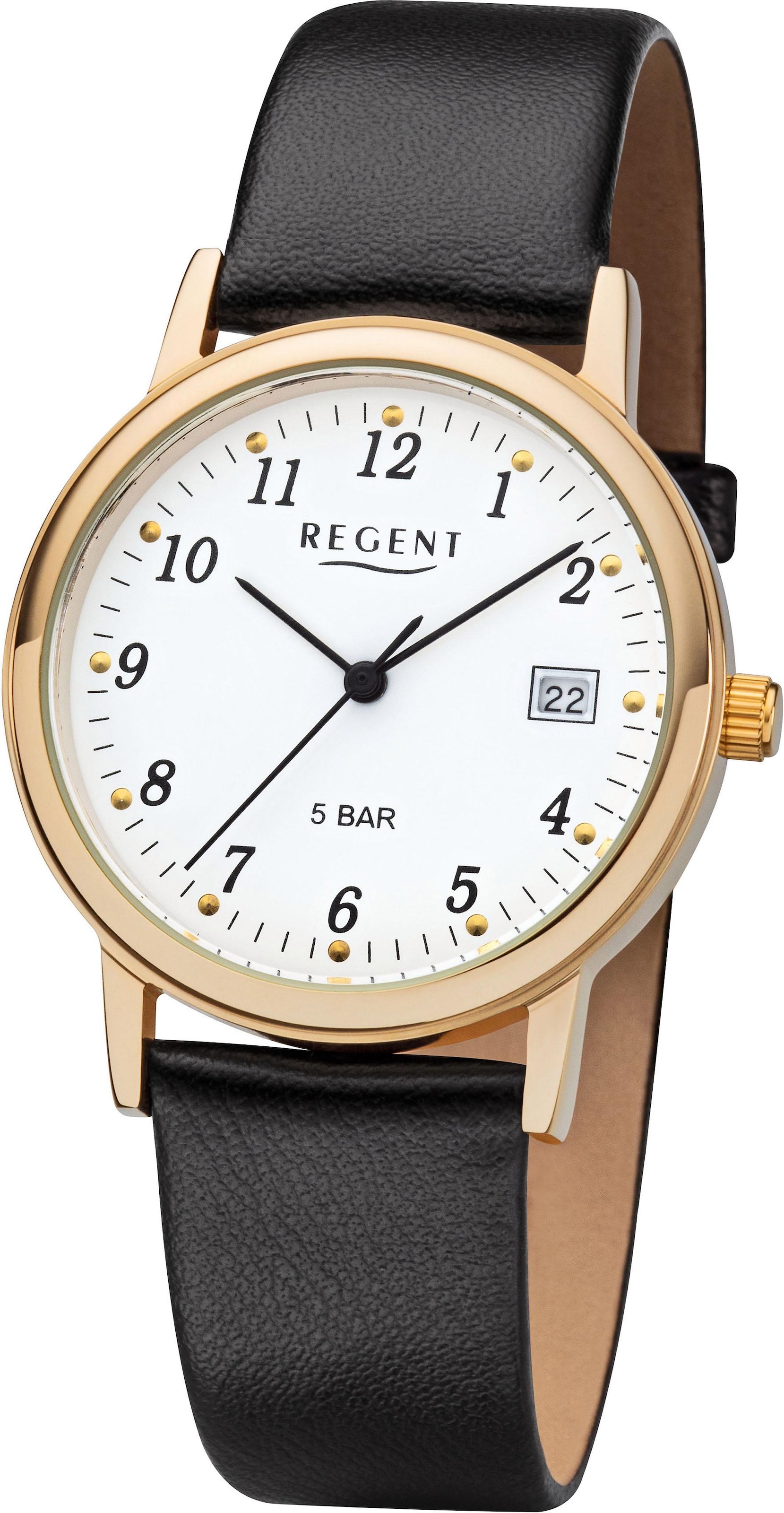 Regent Quarzuhr »1595.45.19, F790«, Armbanduhr, Damenuhr, Datum, Mineralgla günstig online kaufen