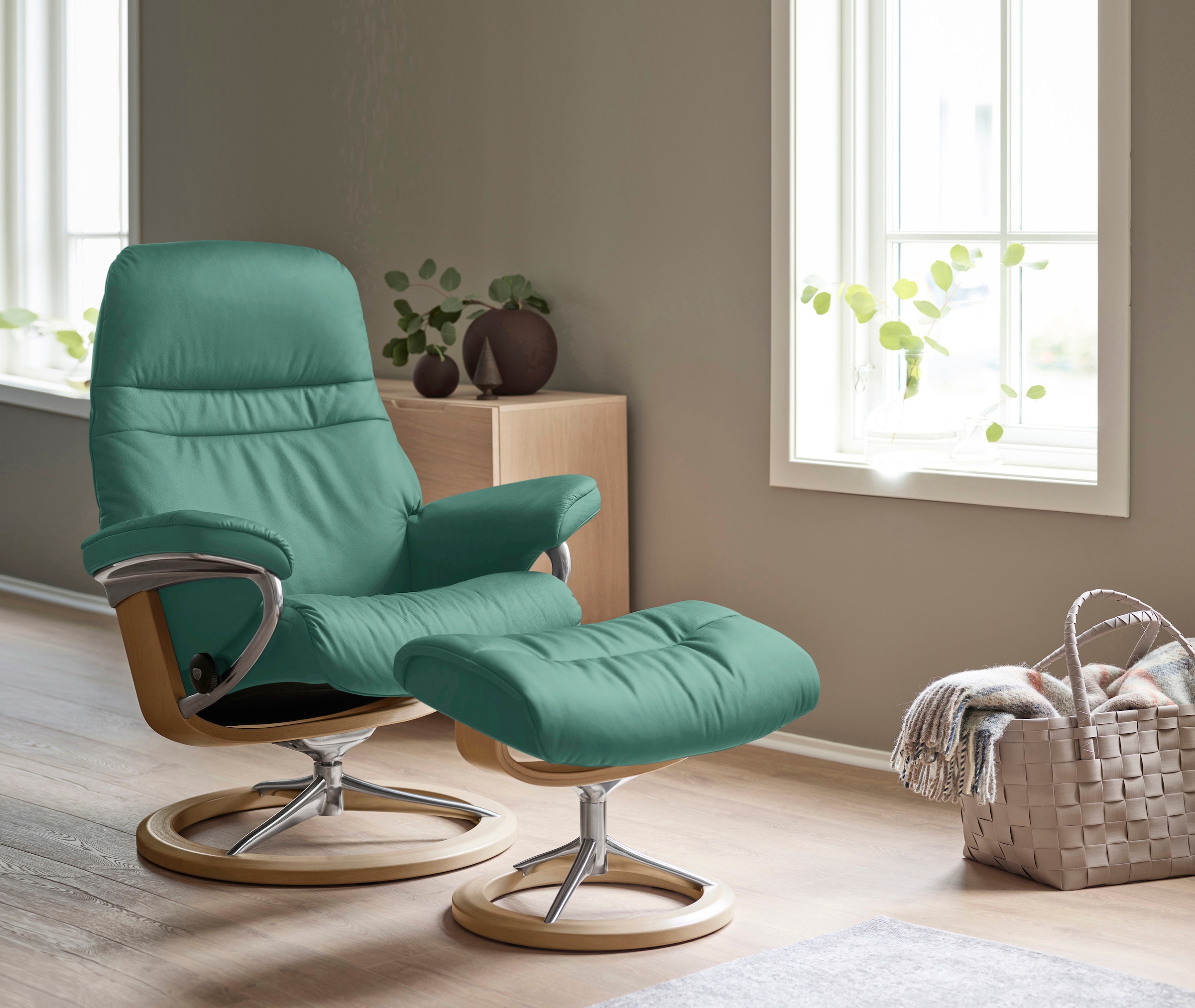 Stressless® Relaxsessel »Sunrise« Relaxsessel mit Hocker, mit Signature Bas günstig online kaufen