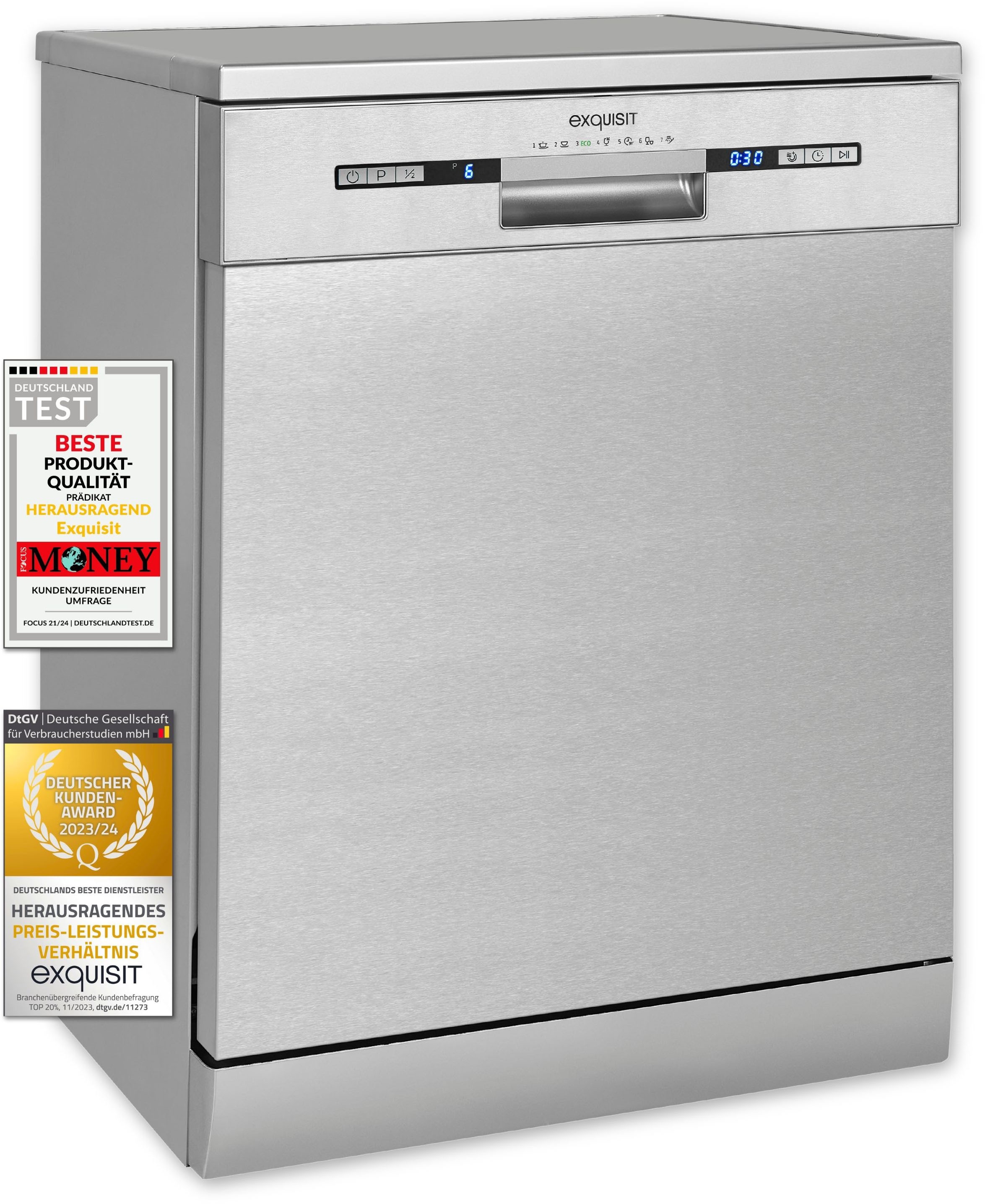exquisit Standgeschirrspüler »GSP9313-030E inox«, 13 Maßgedecke