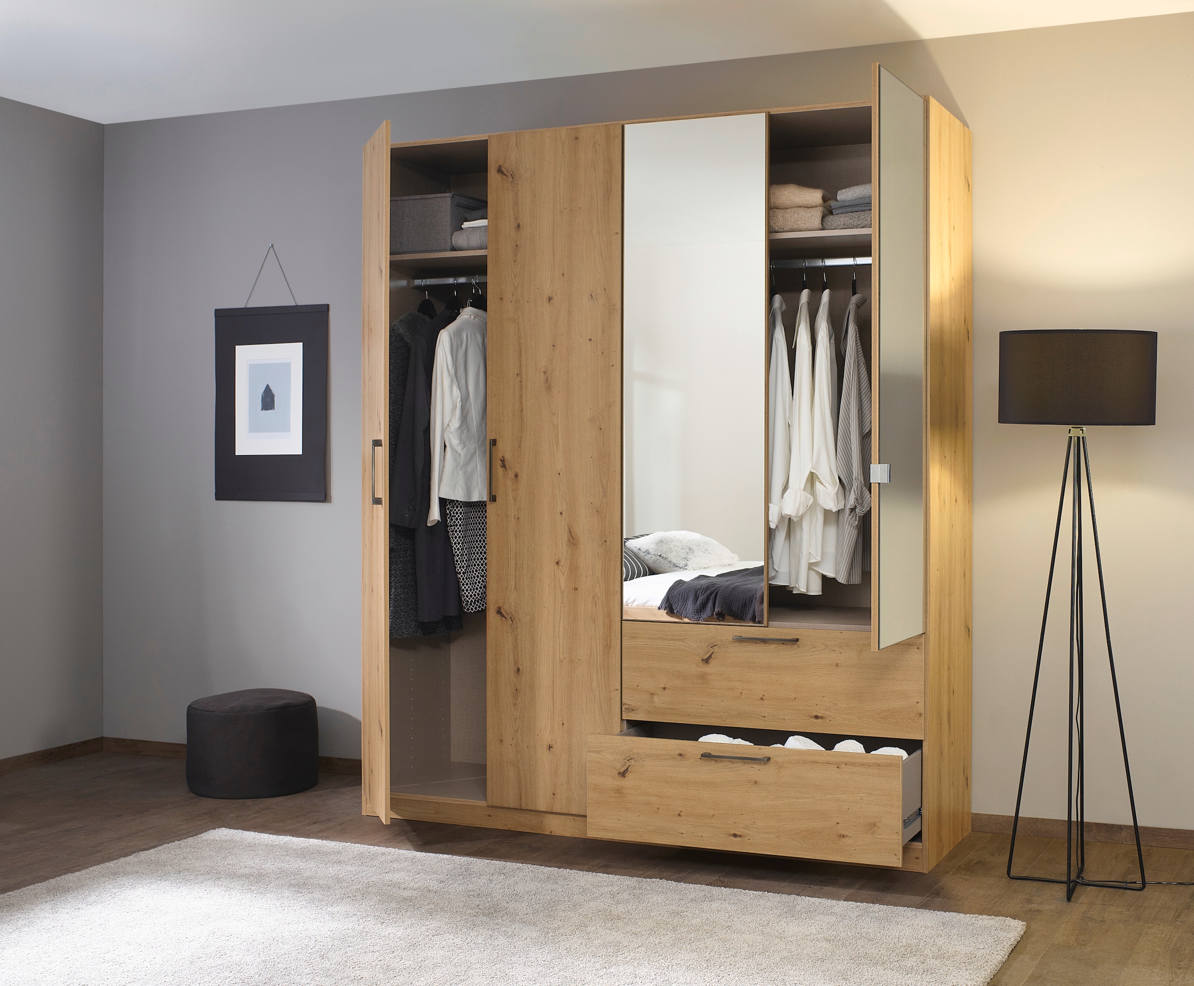 INOSIGN BY RAUCH Schlafzimmer-Set »Komplettschlafzimmer Schlafzimmer Challenger (Set 4-teilig)«, Schrank 2 Breiten, Bett 3 Breiten, 2 Nachttische MADE IN GERMANY