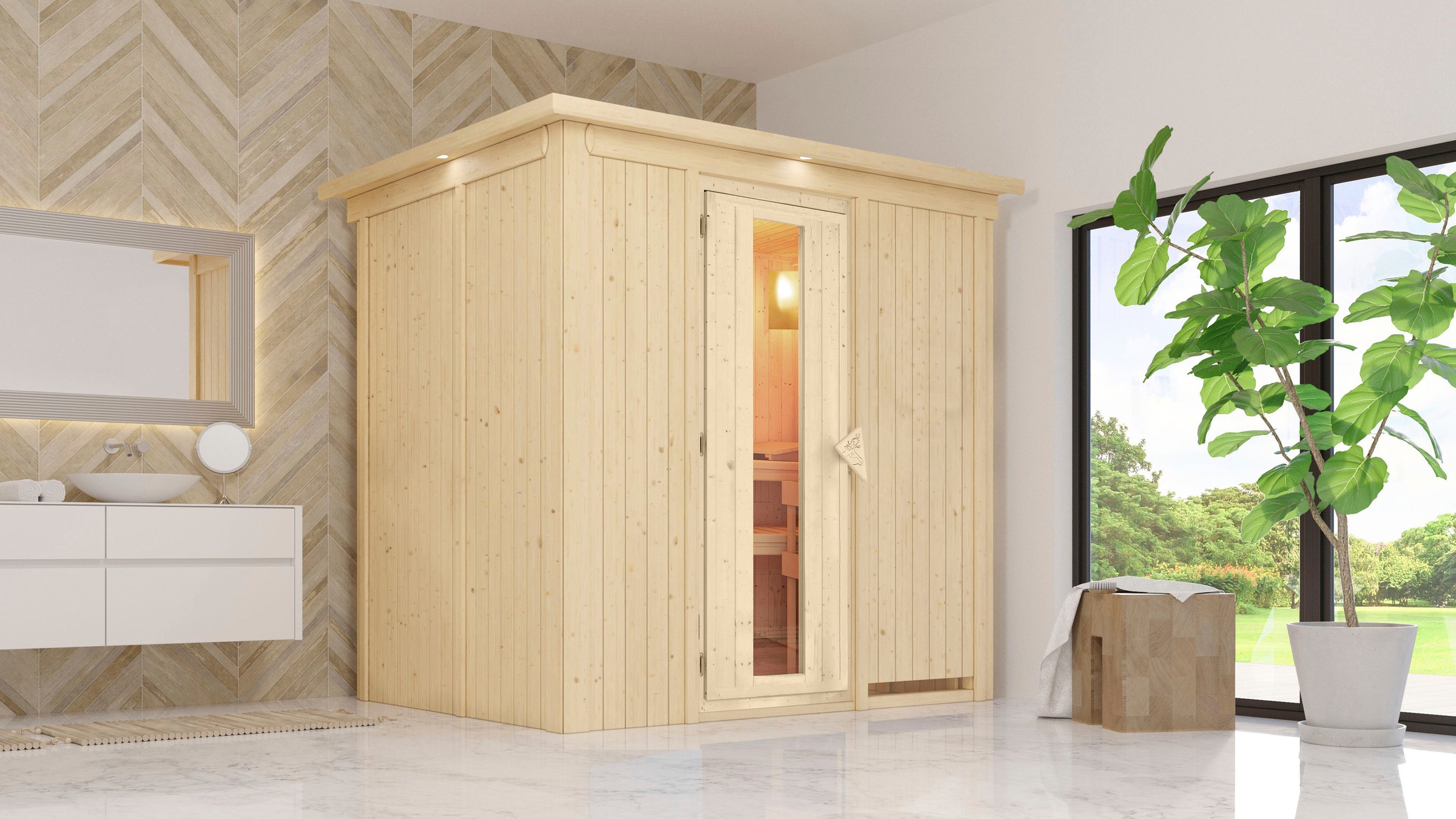 Karibu Sauna »Bellin«, ohne Ofen