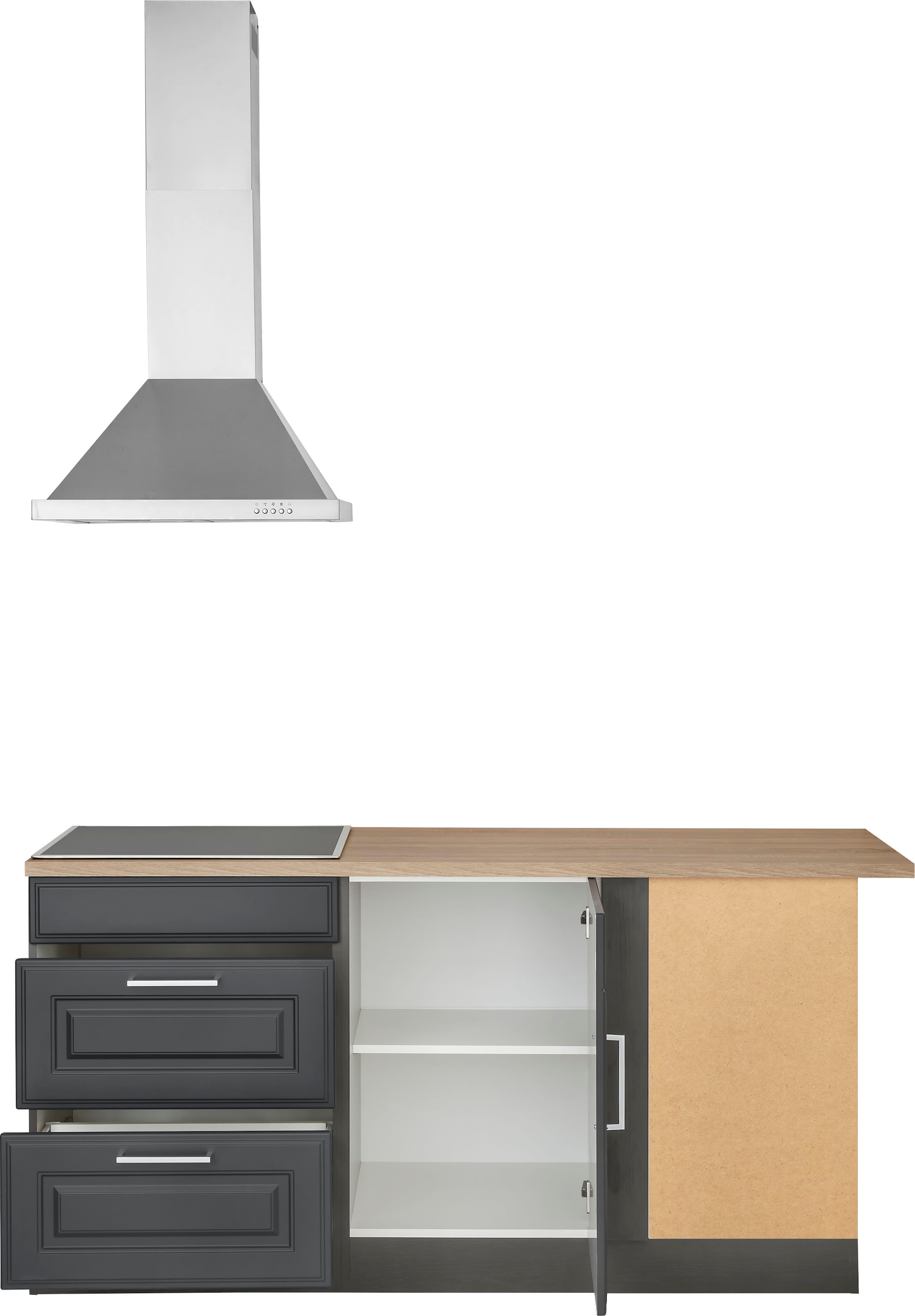 HELD MÖBEL Winkelküche »Stockholm«, Stellbreite 230/170 cm, mit hochwertigen MDF Fronten im Landhaus-Stil