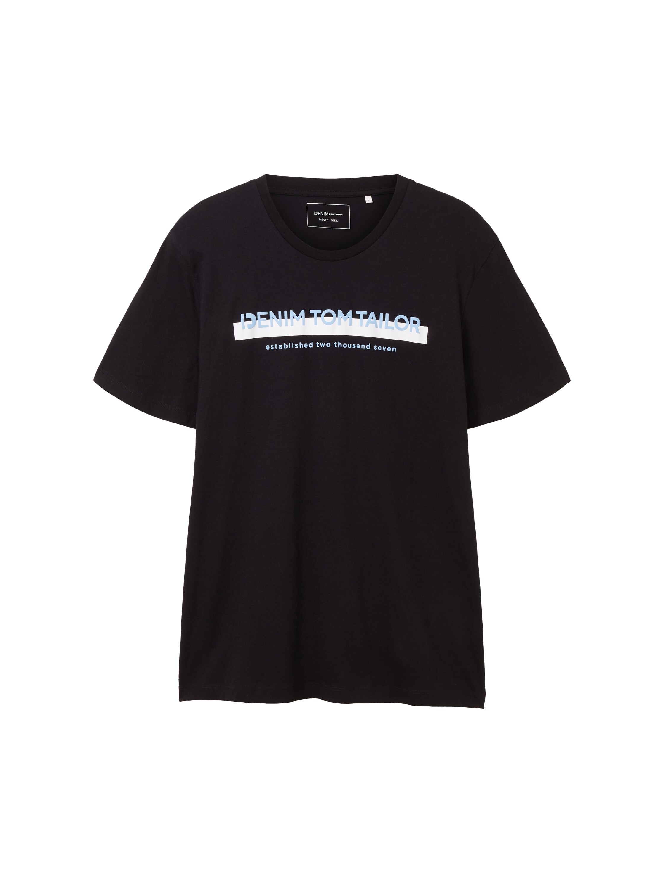 TOM TAILOR Denim Rundhalsshirt mit Logofrontprint