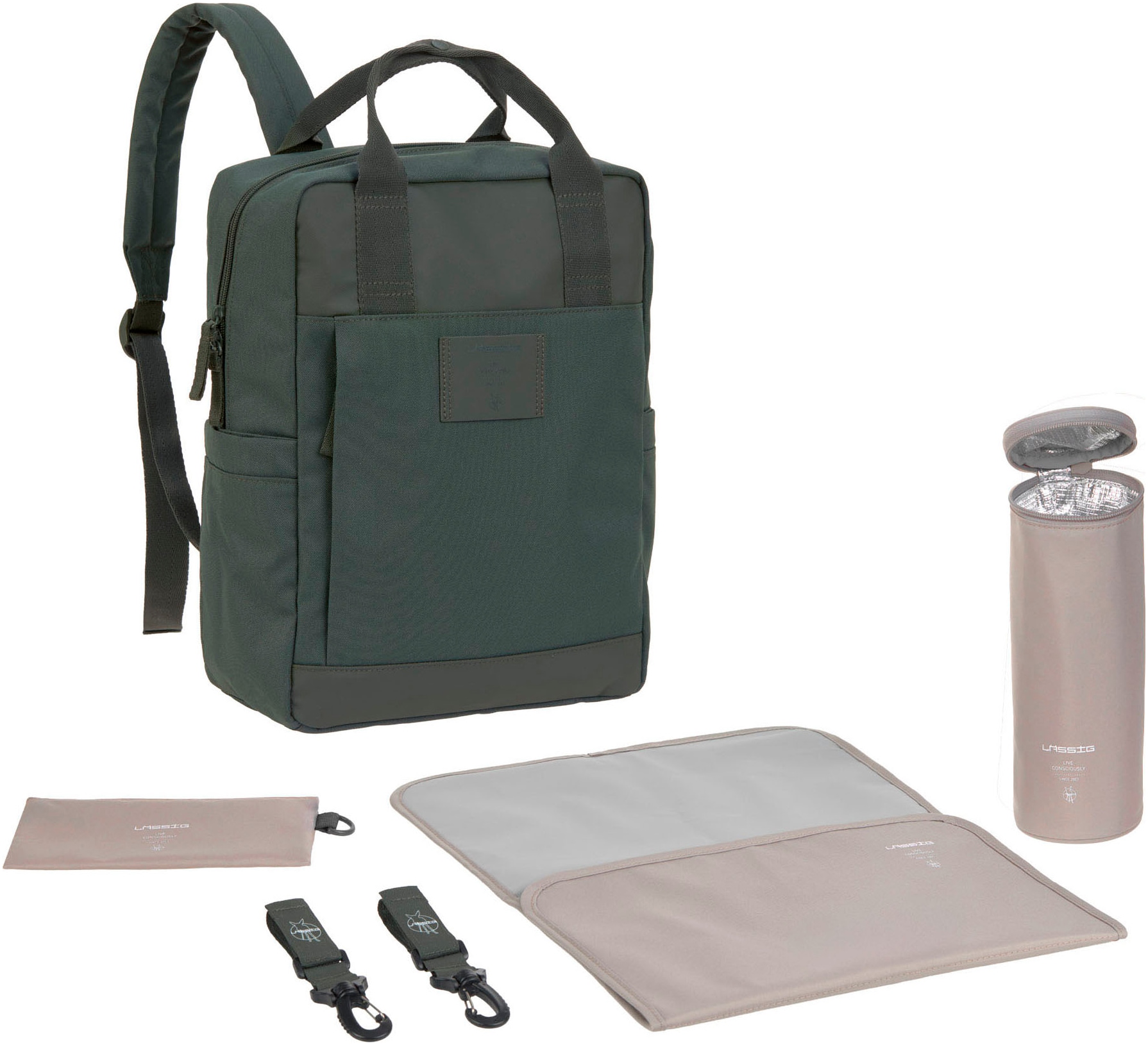 LÄSSIG Wickelrucksack »Green Label, Vividal Backpack, dark olive«