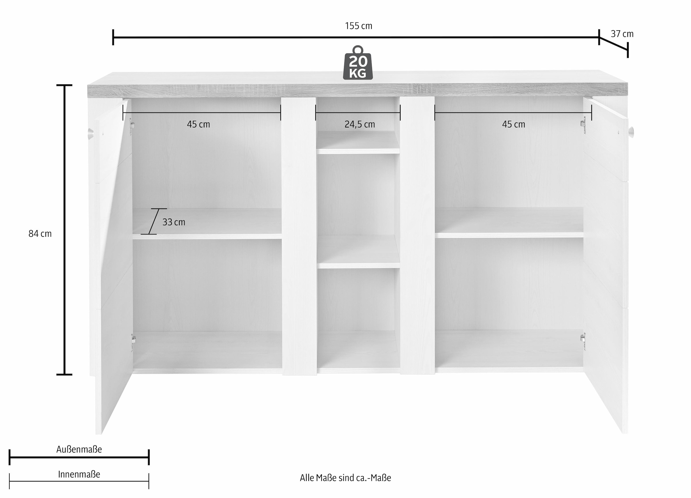 Helvetia Sideboard »Larona«, Breite 155 cm auf Raten bestellen