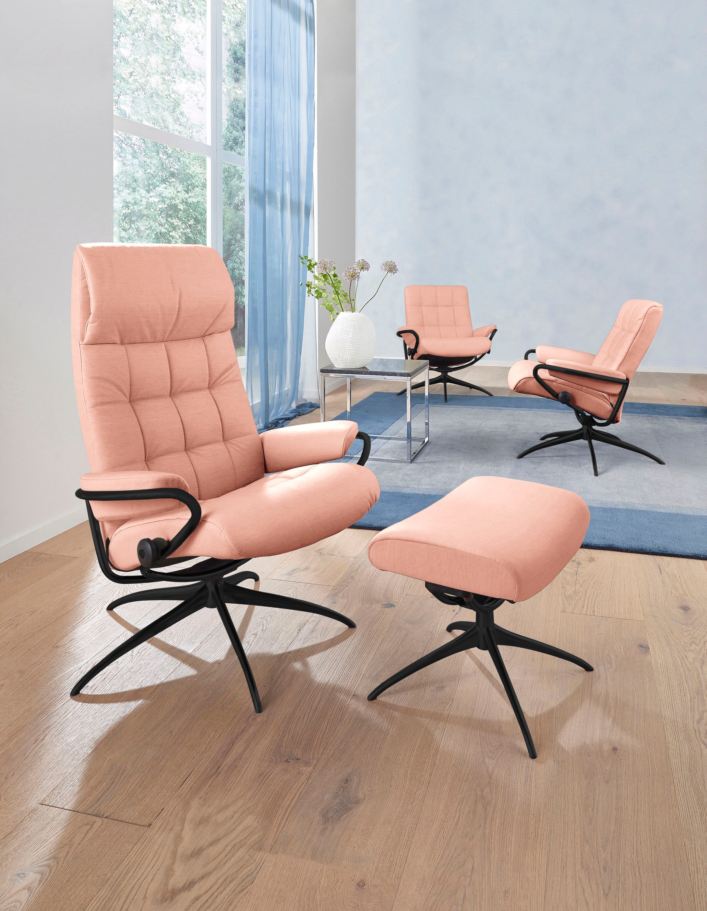 Stressless® Relaxsessel »London«, (Set, Relaxsessel mit Hocker), mit Hocker, High Back, mit Star Base, Gestell Schwarz