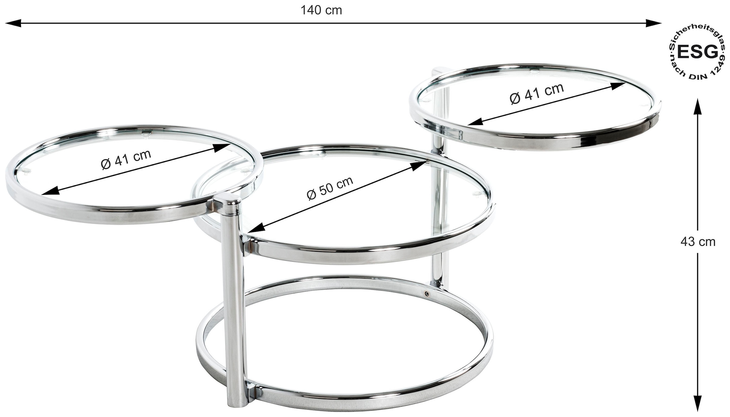 HAKU Couchtisch »Sofatisch, Wohnzimmertisch« 1 Stk. tlg. rund - aus Metall Silber - Ø/H / cm