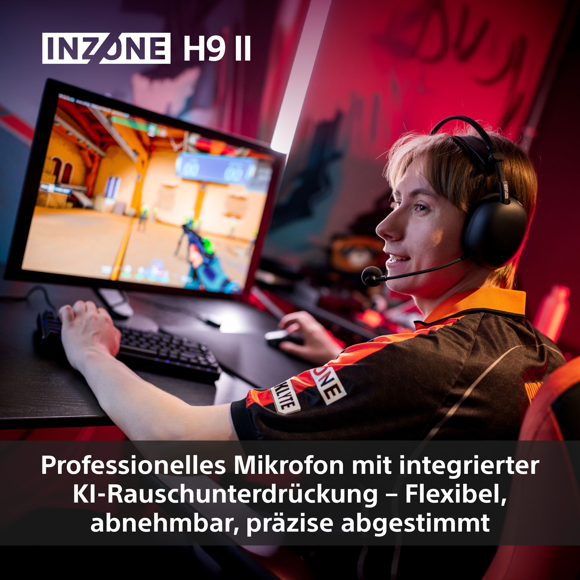 Sony Gaming-Headset »INZONE H9 II«, A2DP Bluetooth-AVRCP Bluetooth-Bluetooth-HFP-HSP, Adaptive Noise-Cancelling-Freisprechfunktion-Mikrofon abnehmbar-Rauschunterdrückung-Stummschaltung-Transparenzmodus