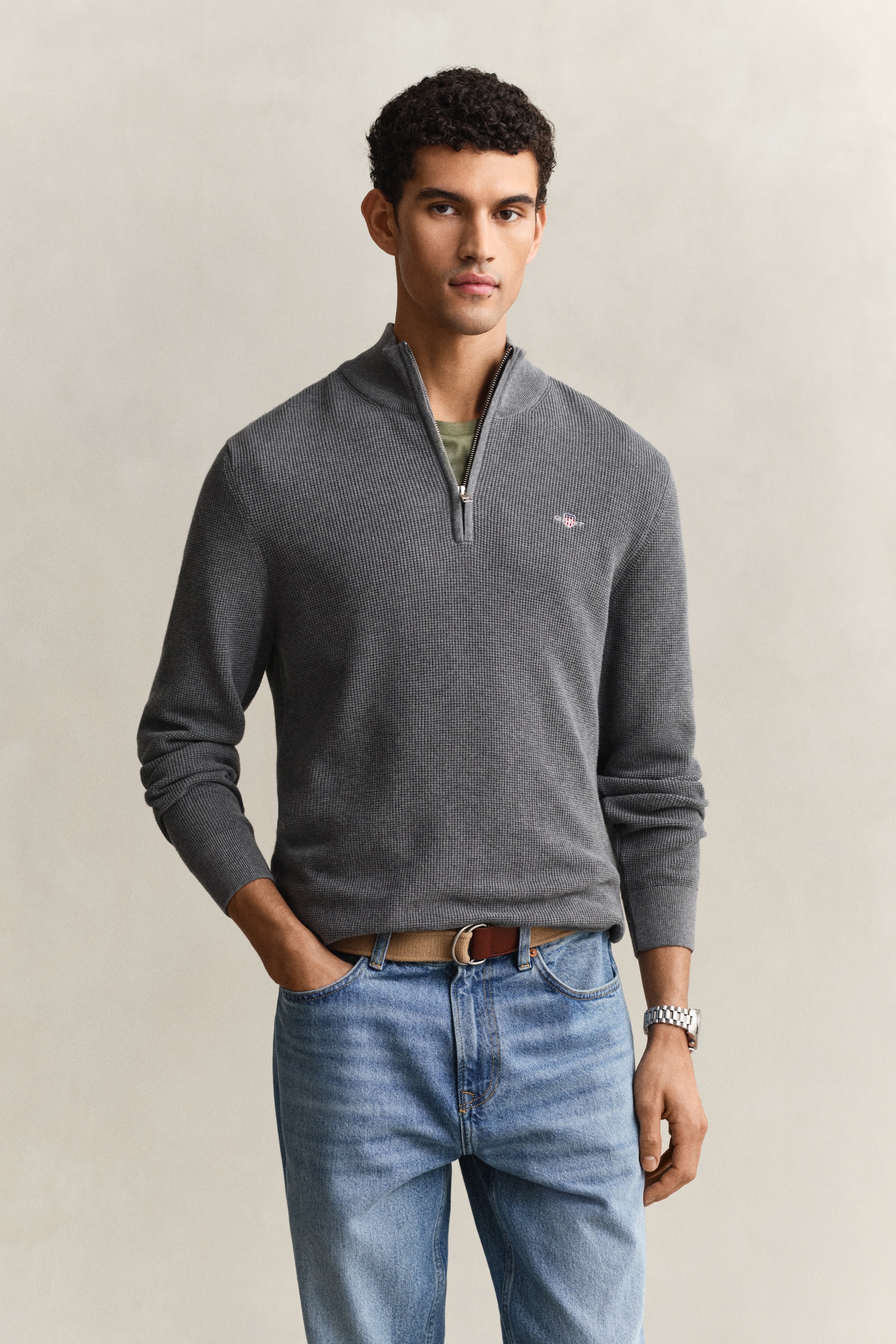 Gant Troyer »MICRO TEXTURED COTTON HALF ZIP« Regular fit mit Troyerkragen