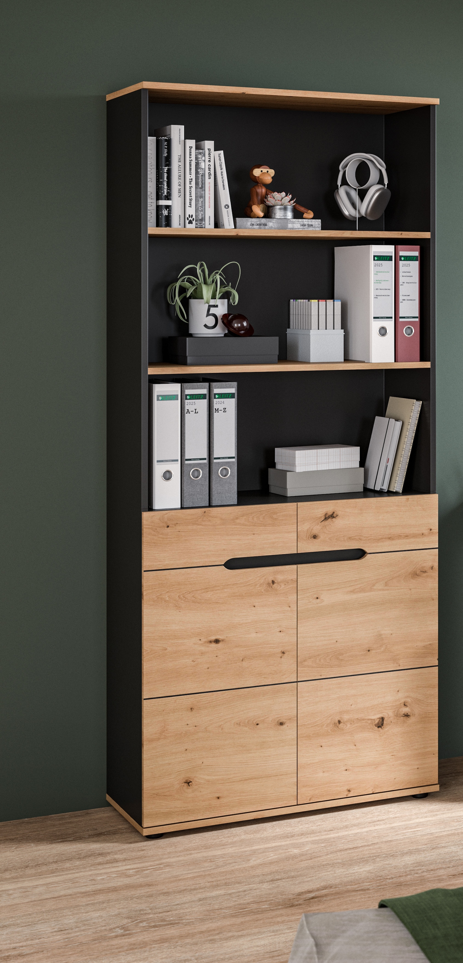 Home affaire Aktenschrank »REHAT, TOPSELLER!, Höhe 190cm, 5 Fächer, 3 feste & 1 variabler Boden« bietet viel Stauraum für ca. 35 Aktenordner,  Regal, Schrank, Büroschrank, Homeoffice, Office, Büro