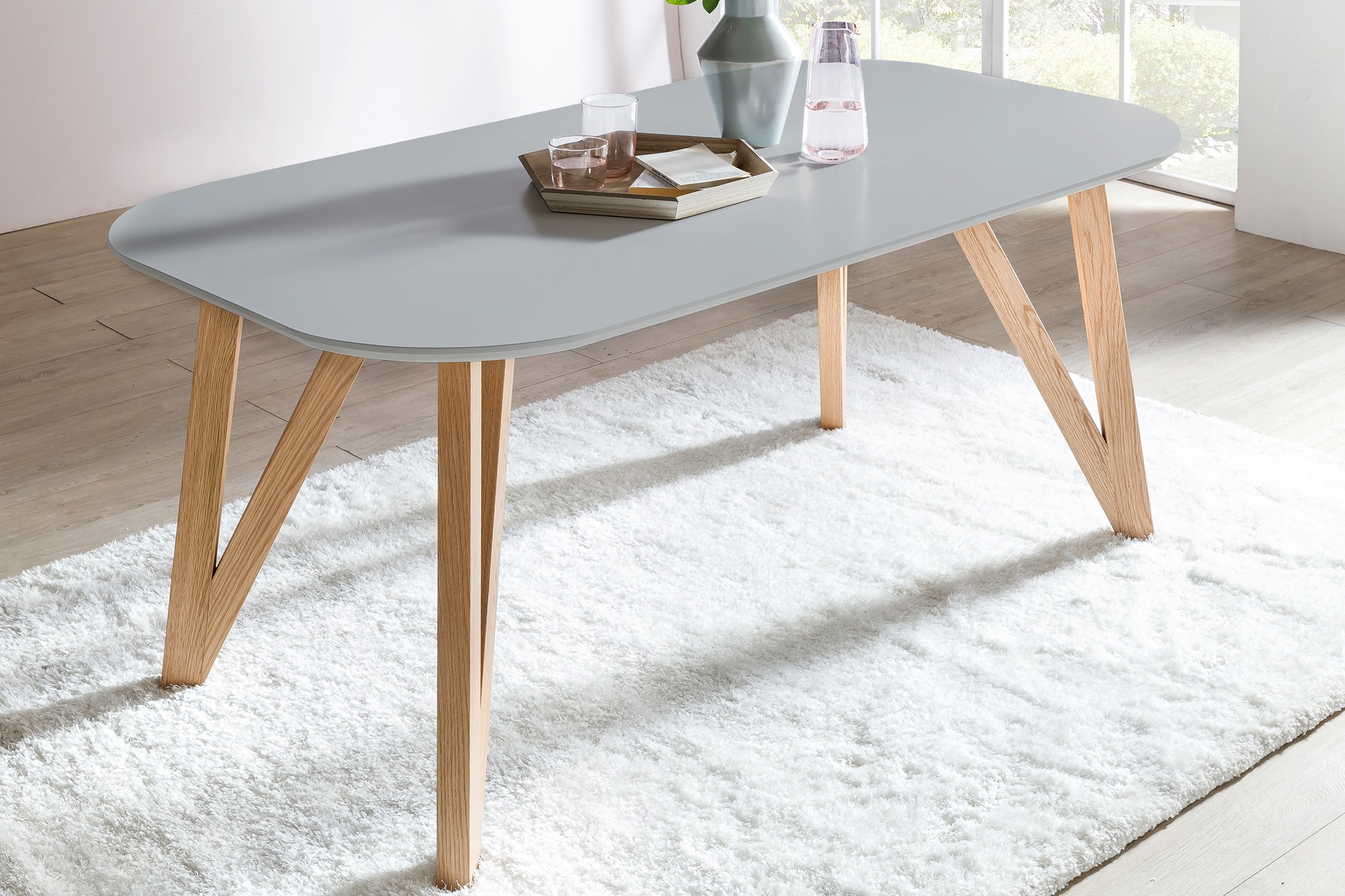 SalesFever Essgruppe, (5-tlg.), Tischbreite 180 cm, Stühle 180° drehbar, mit Samtverlours