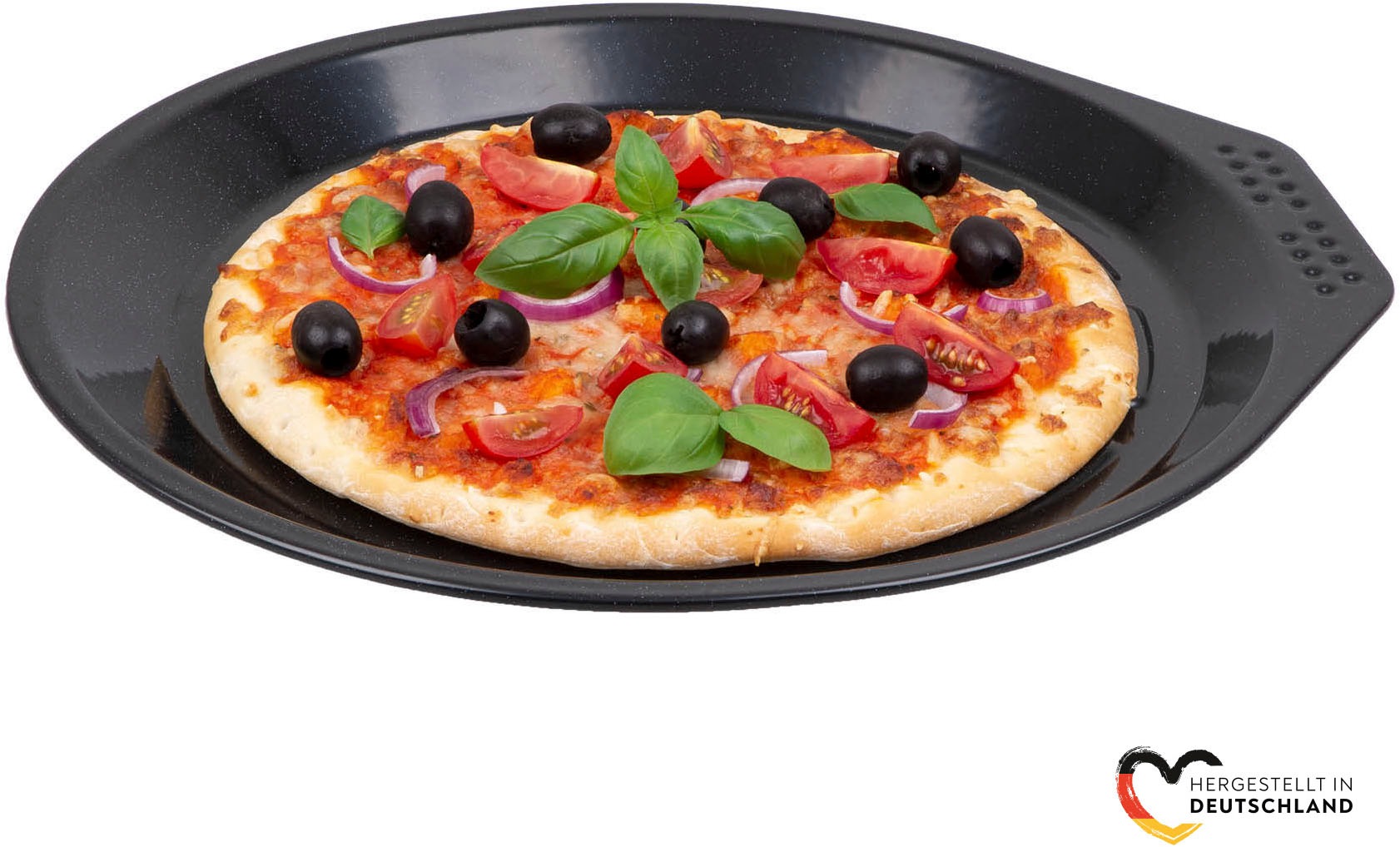 CHG Pizzablech »PRIMA "Emaille"«, Emaille-Stahlblech, (1 St.), mit praktischer Thermolochung, Made in Germany