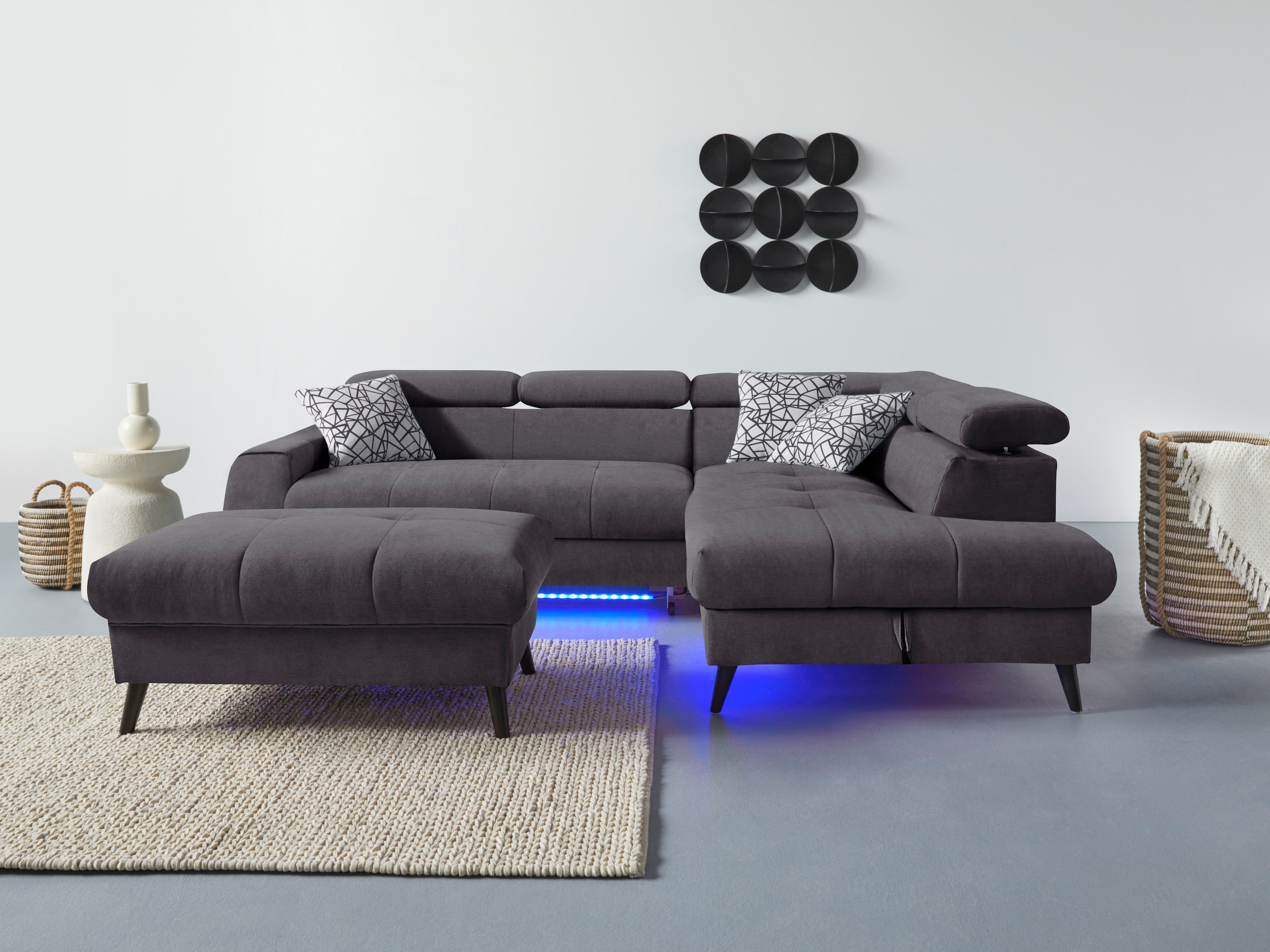 COTTA Ecksofa "Mia L-Form mit 3 Zierkissen" wahlweise mit Bettfunktion, Bet günstig online kaufen