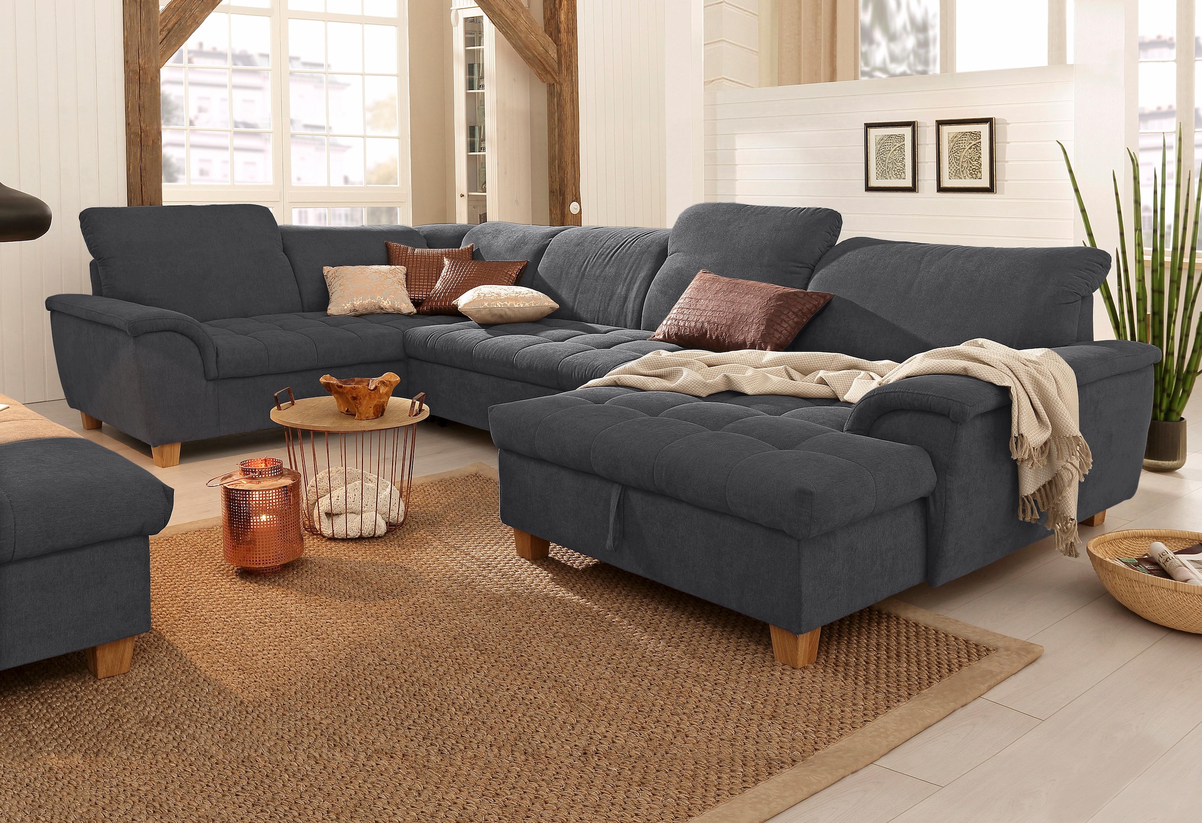 Home affaire Wohnlandschaft »Lyla U-Form« wahlweise mit Rückenfunktion und günstig online kaufen