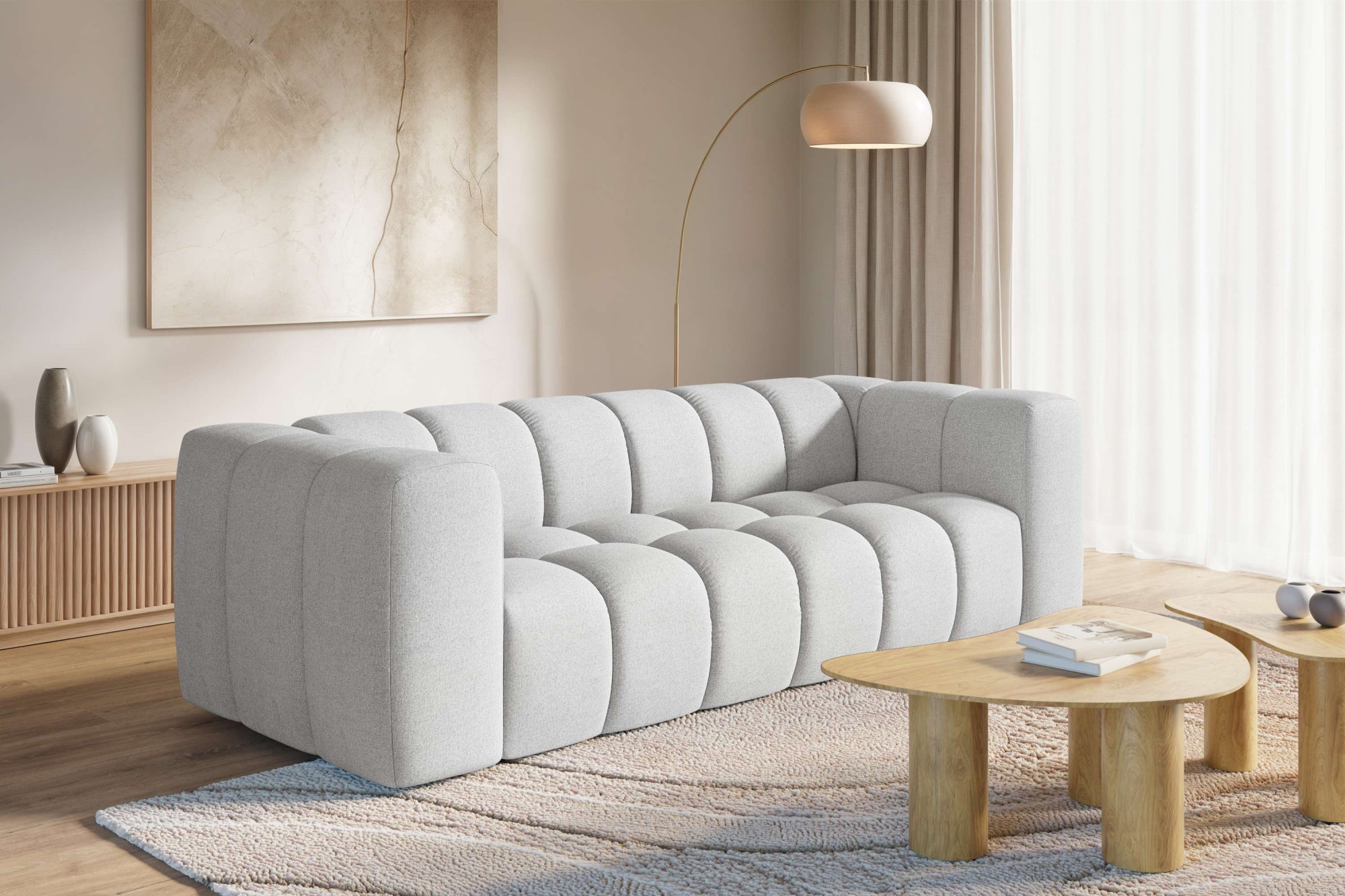 homsy by Ana Johnson Big-Sofa »»L« BOUBELLE Design-Sofa mit Steppung, Bubble-Optik, Breite 246 cm« 4-Sitzer mit Wellenunterfederung, L Sitztiefe 63 cm