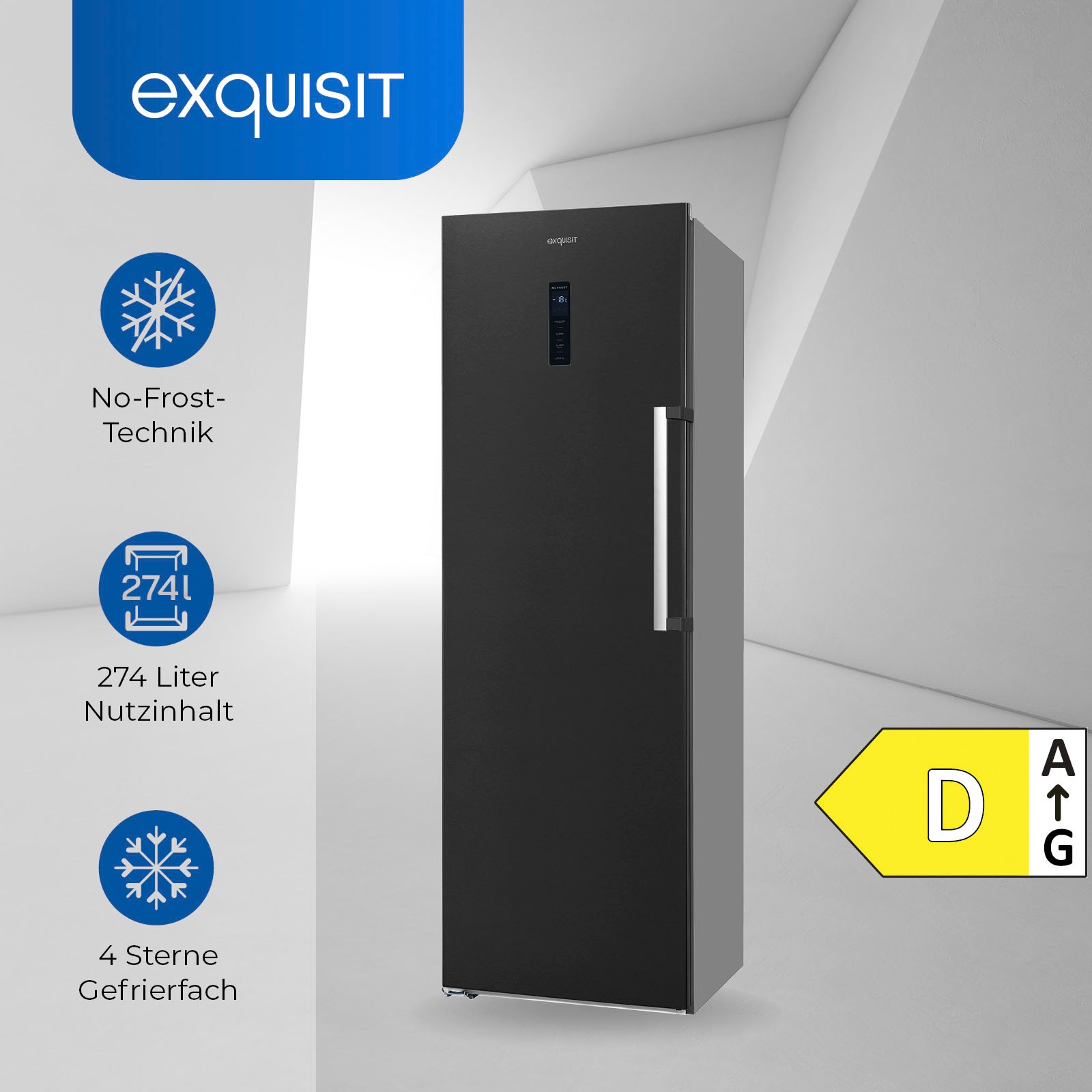exquisit Gefrierschrank »GS295-NF-H-040D«, 185 cm hoch, 60 cm breit