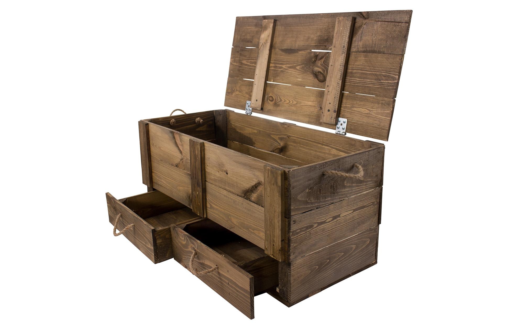 Holz Zollhaus Holzkiste »Vintage Dunkelbraun, 85 x 42 cm« Herkunftsland Ukraine, Holzart Kiefer