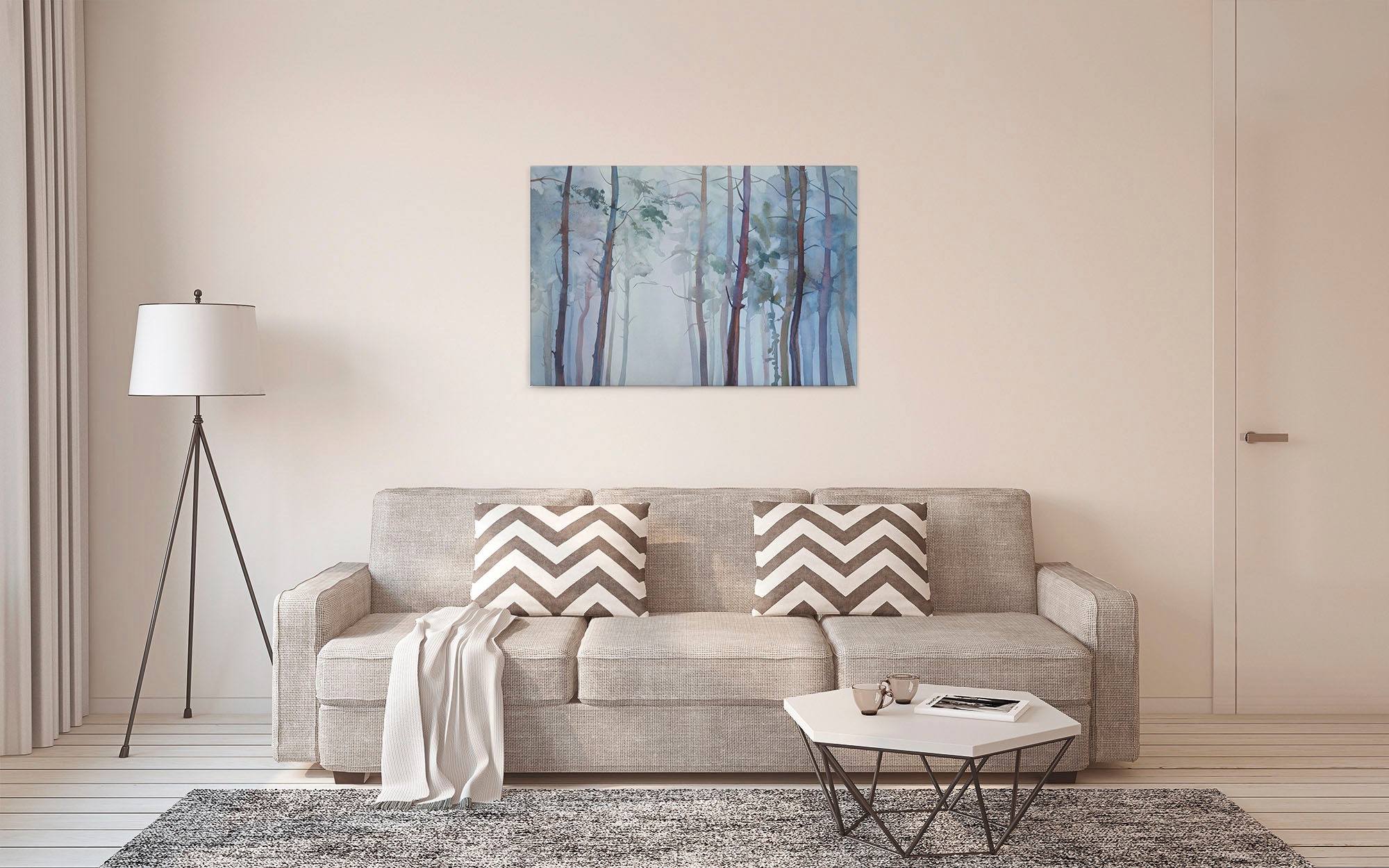 A.S. Création Leinwandbild »Aquarelle Forest«, Kunst-Wald-Kinder, (1 St.), Aquarell Bild Keilrahmen Wald Leinwand-Bild Wohnzimmer modern Wandbild