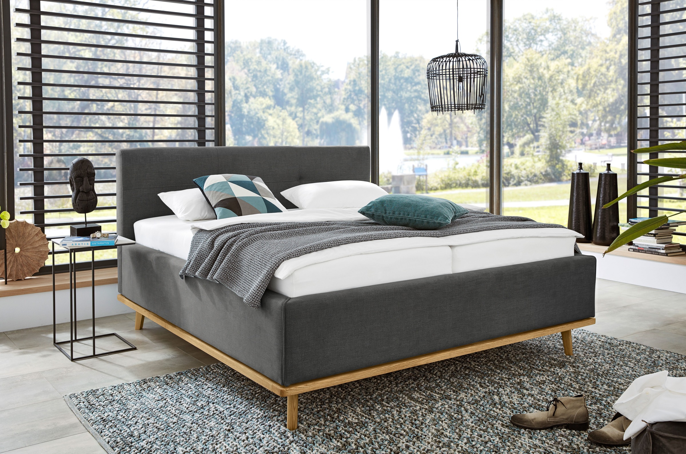 Musterring Polsterbett »Delphi erhältlich in der Breite 160cm und 180cm« Eicherahmen massiv, Kopfteil mit Steppung