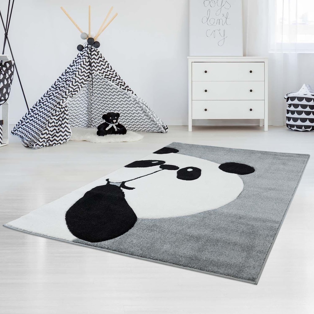 Carpet City Kinderteppich »Bueno Kids 1389«, rechteckig, 13 mm Höhe, Spielteppich, Panda-Bär, 3D-Effekt, Weicher Flor, Pflegeleicht, Kinderzimmer