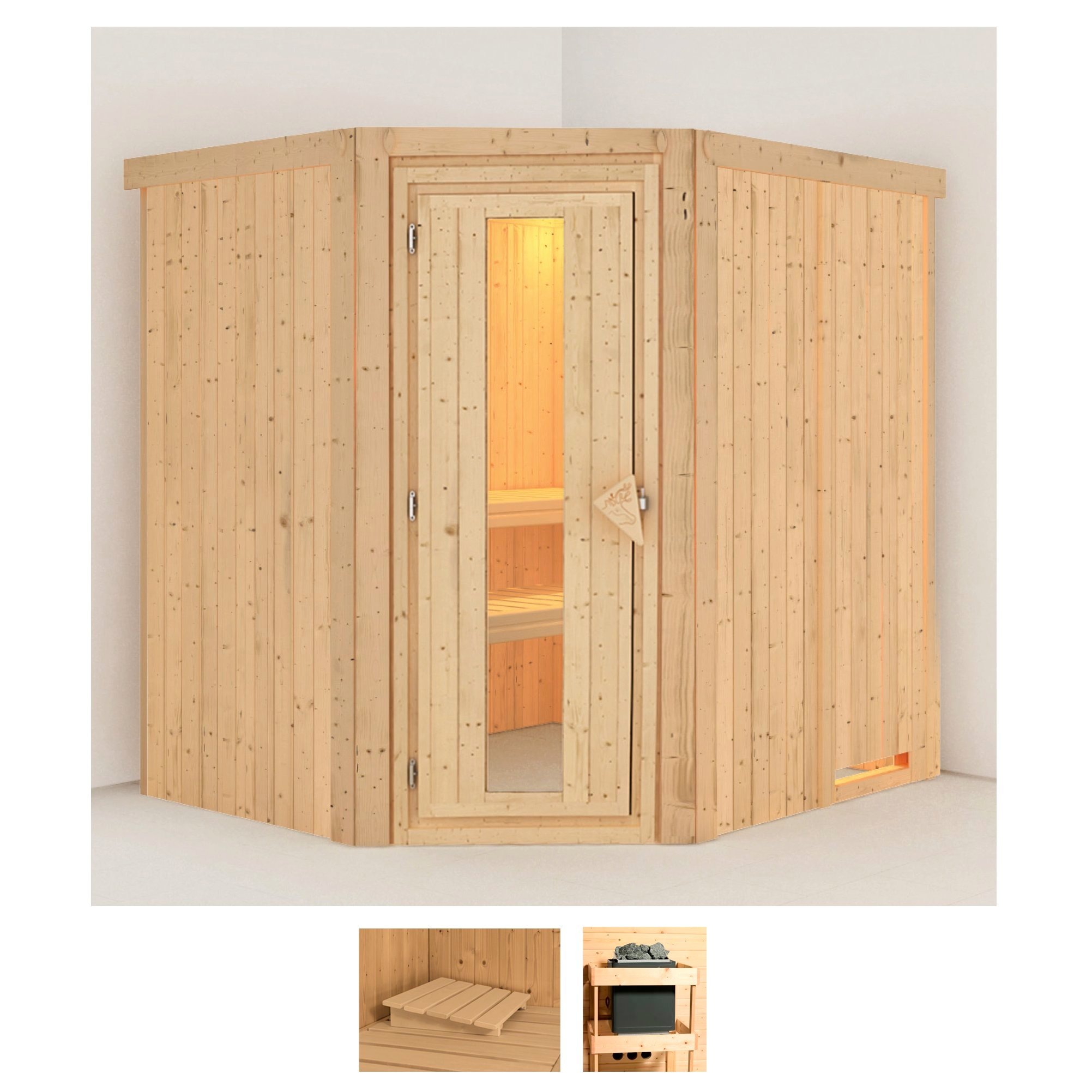 KARIBU Sauna »Siirin« Set, ohne Ofen naturbelassen