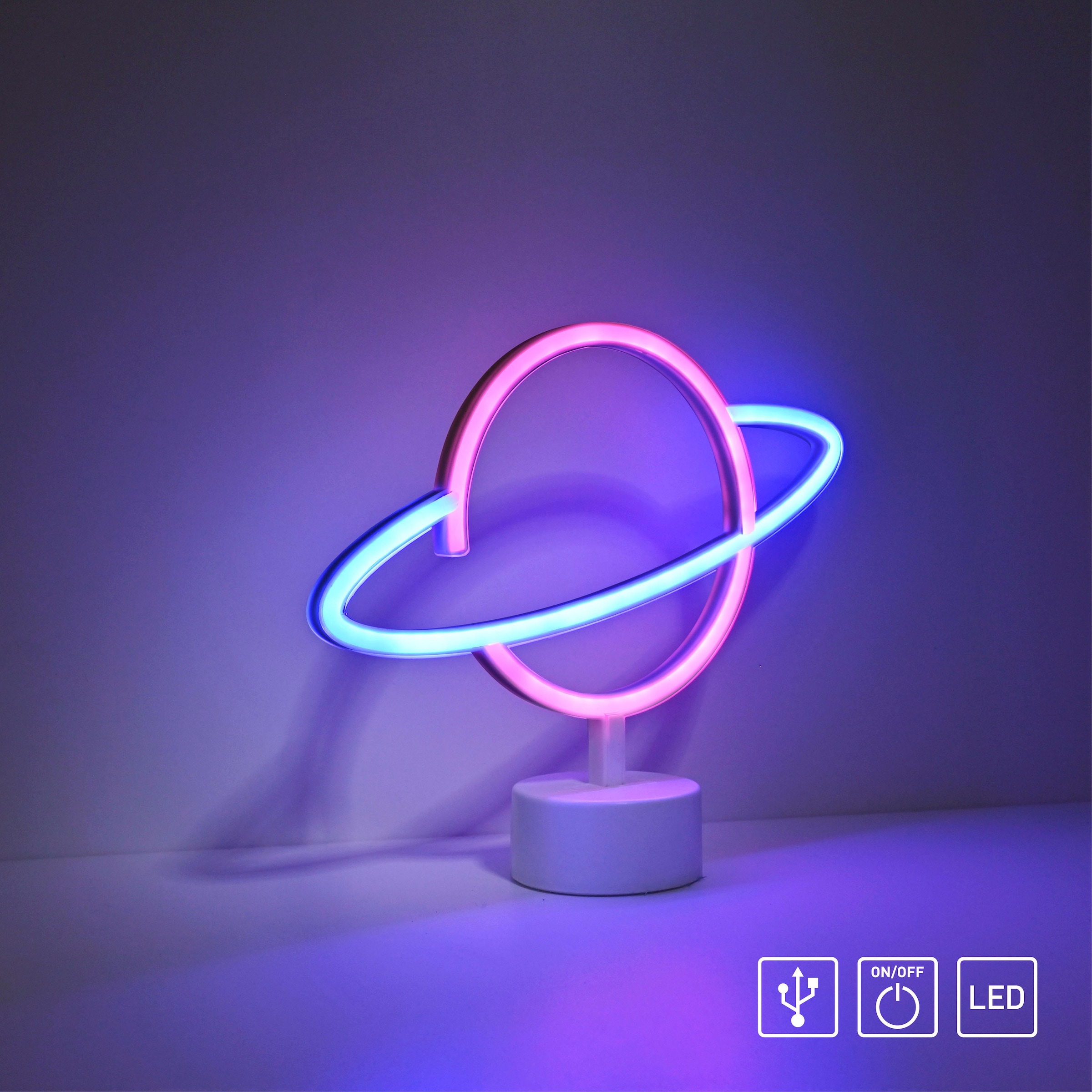 JUST LIGHT LED Wandleuchte »NEON-SATUR«, 1 flammig, Leuchtmittel LED-Board | LED fest integriert