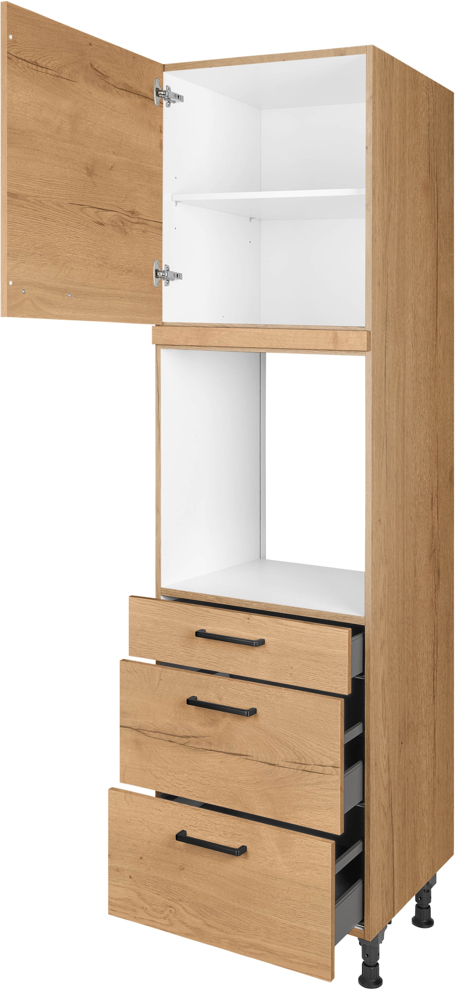 nobilia® Backofenumbauschrank »"Structura", Ausrichtung wählbar, mit Schublade und zwei Auszügen und«, einer Tür, vormontiert, Breite/Höhe: 60/216,6 cm