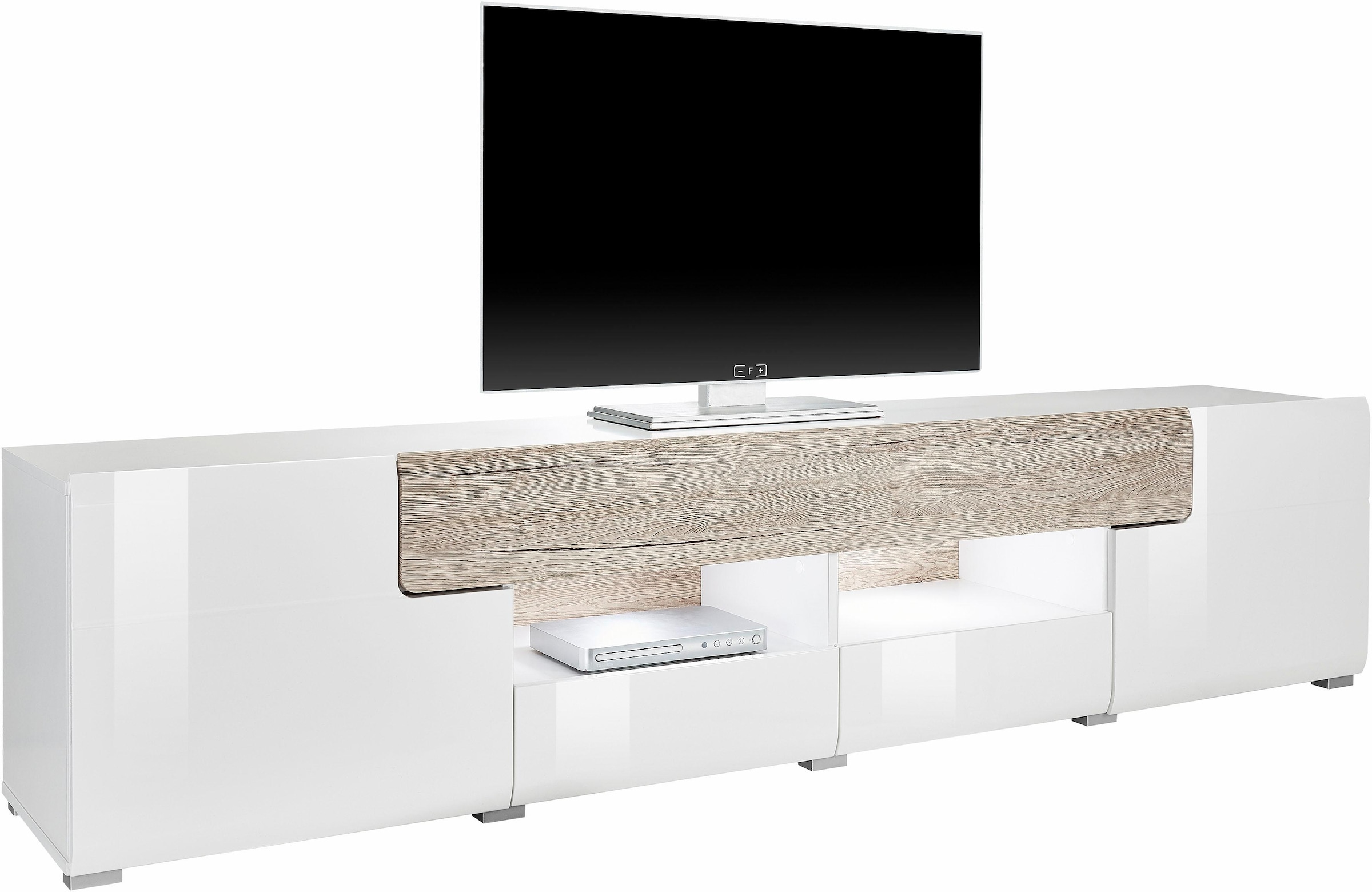 INOSIGN Lowboard »Toledo,Breite 209cm, trendige TV-Schrank mit dekorative Fräsungen«, TV-Board ohne Beleuchtung, TV-Kommode mit viel Stauraum