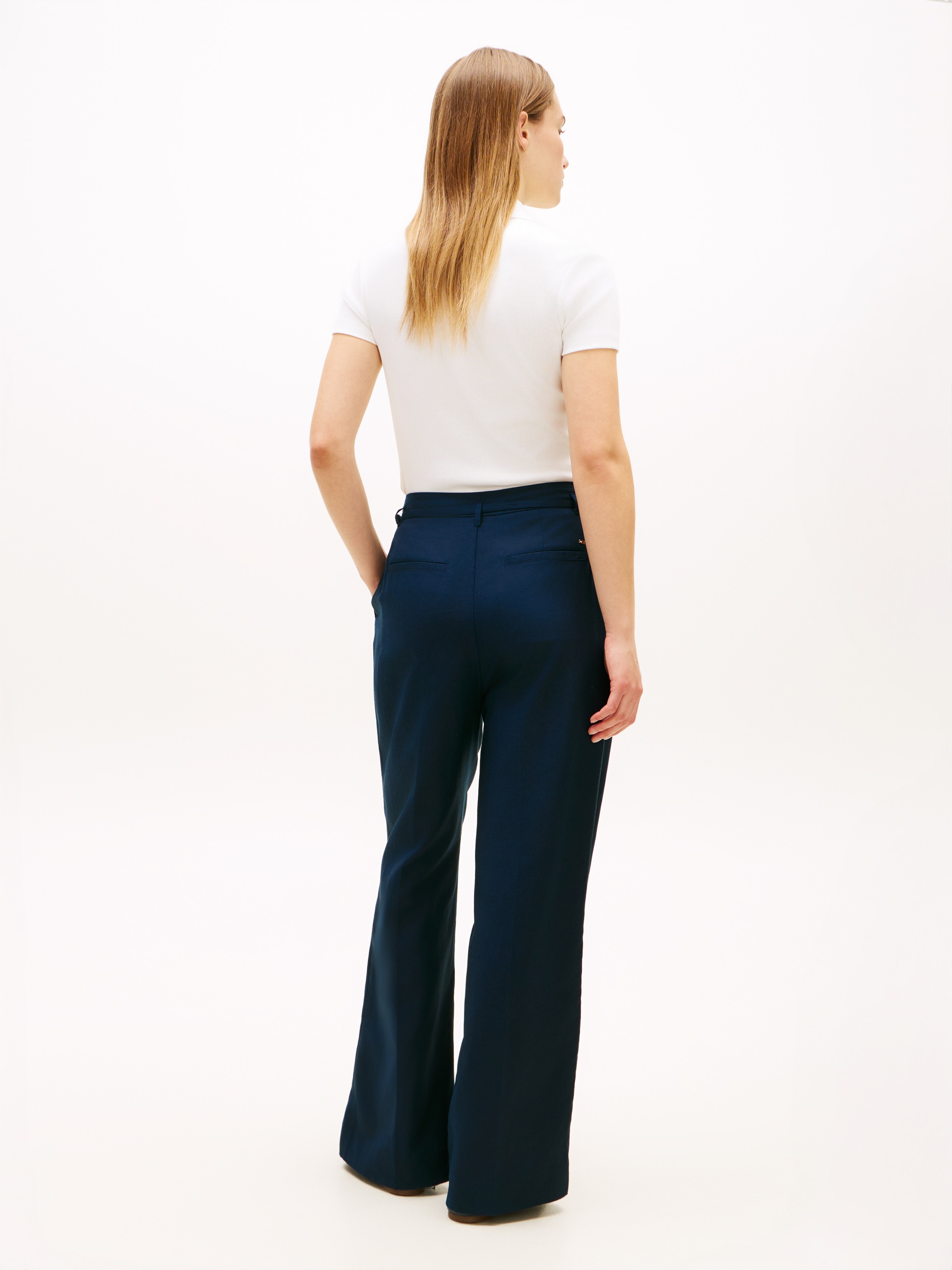 Tommy Hilfiger Bundfaltenhose »LINEN BLEND WIDE LEG PANT«  mit Bügelfalten & passendem Gürtel