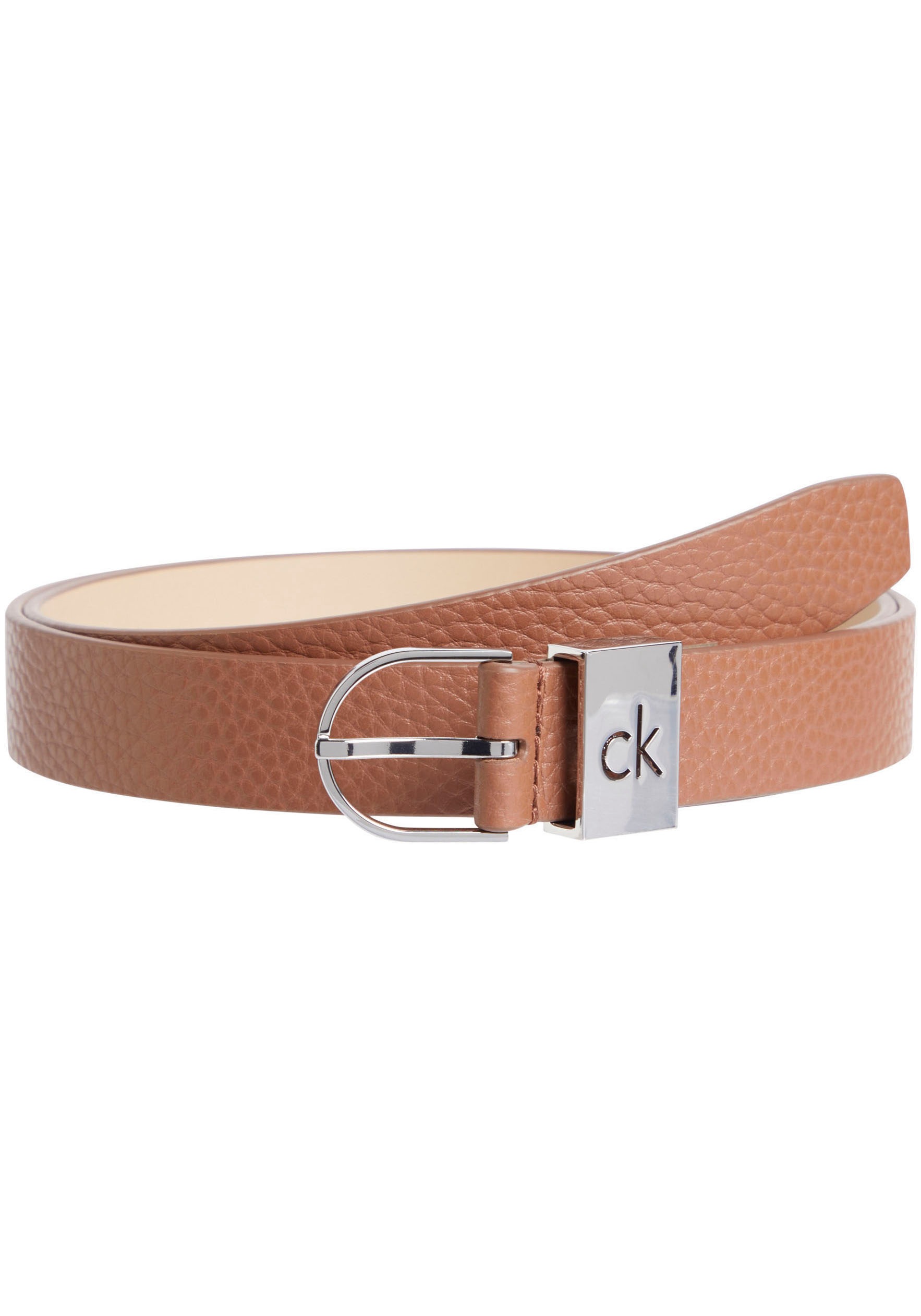 Calvin Klein Ledergürtel »CK LOOP THIN ROUND BUCKLE 2.5«, Logoprägung
