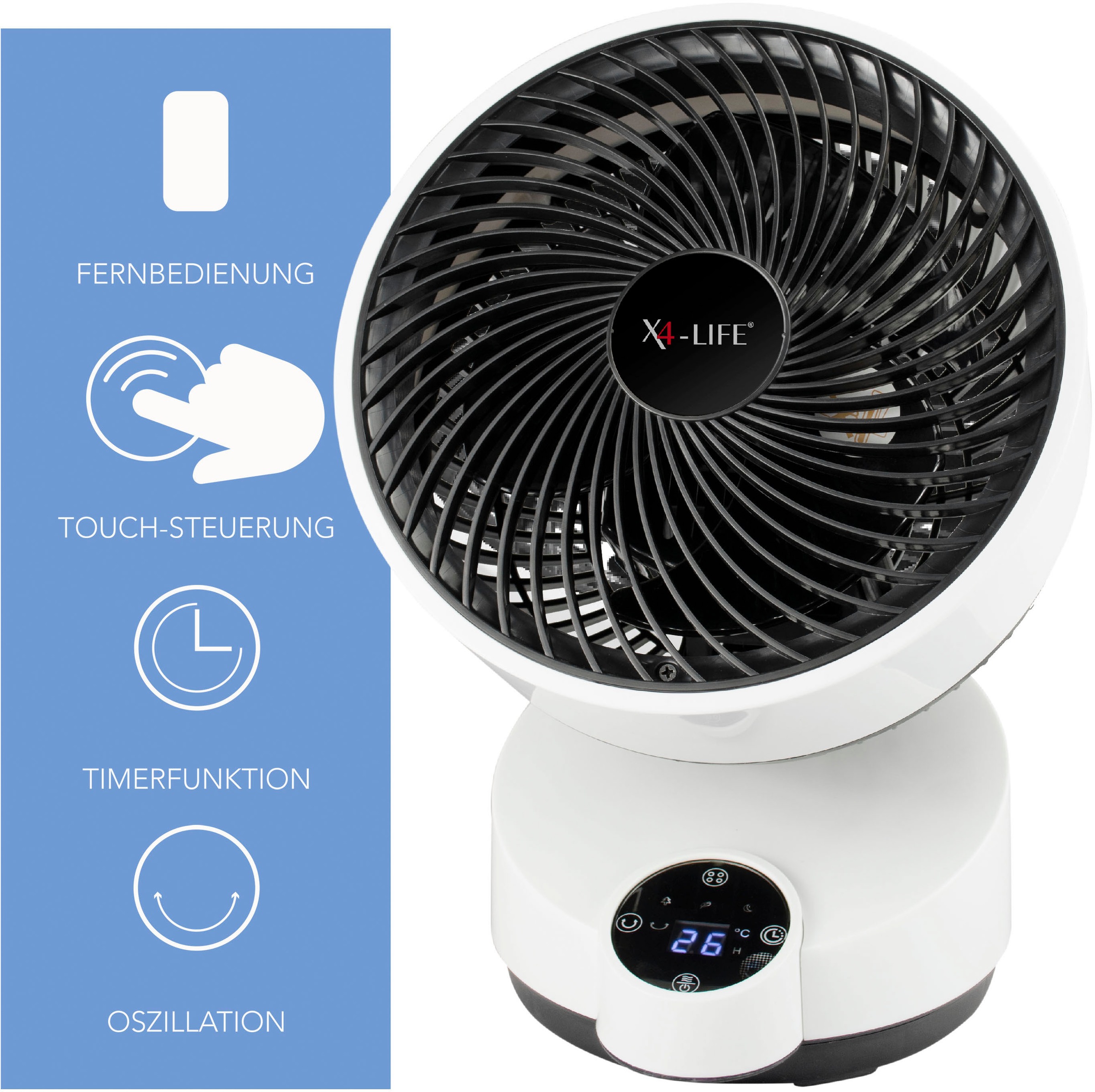 X4-Life Tischventilator »Fan Pinguin DX«, mit Timer und Fernbedienung