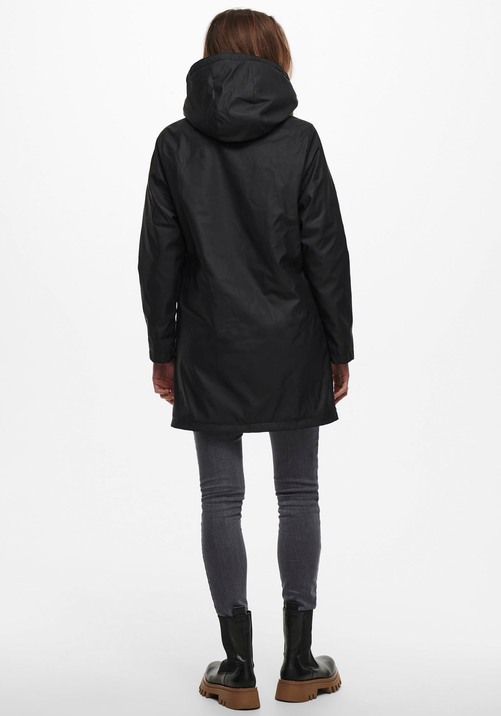 ONLY Funktionsmantel »ONLSALLY RAINCOAT OTW NOOS«, mit Kapuze und Teddyplüschfutter