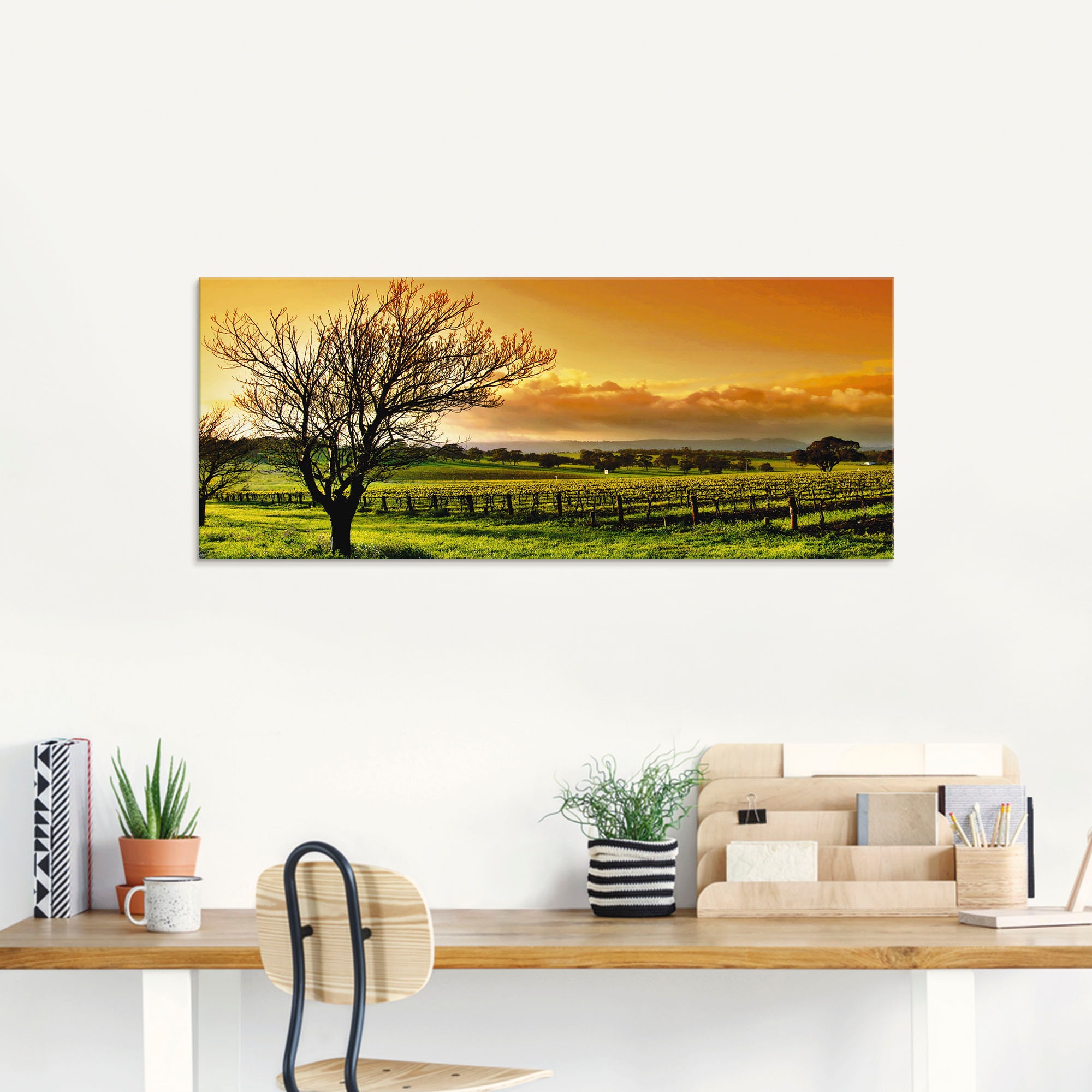 Artland Glasbild »Landschaft mit Weinbergen«, Felder, (1 St.), in verschiedenen Größen
