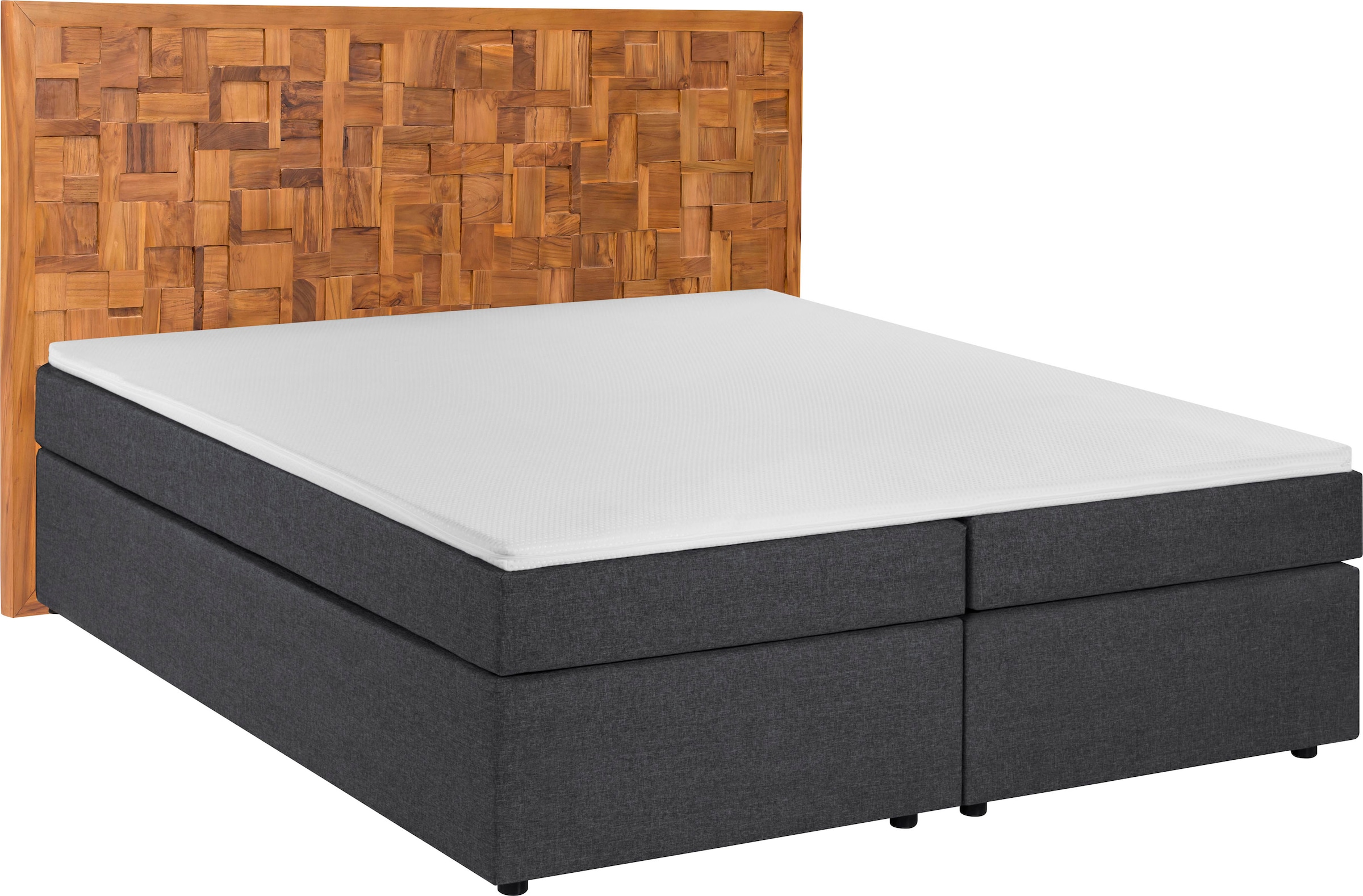 SIT Boxspringbett, Mit Holz-Mosaik-Kopfteil