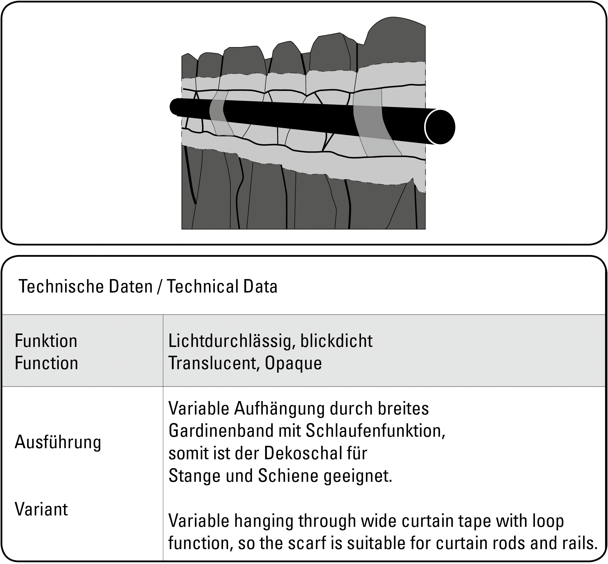 GARDINIA Gardine »Schal mit Gardinenband, Jacquard Ranke«, (1 St.), blickdicht, Polyester, Stoff Jaquard