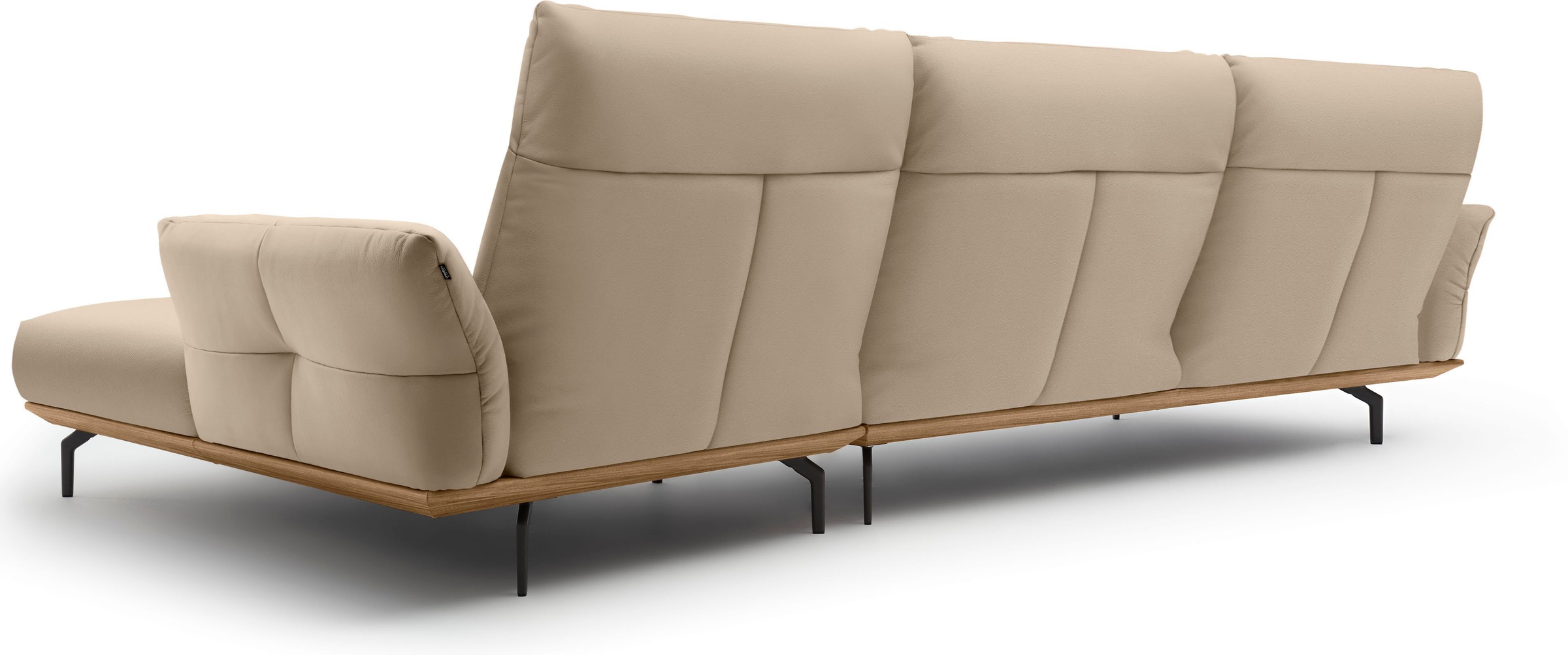 Creation BY ROLF BENZ Ecksofa »CR.460«, Sockel in Nussbaum, Winkelfüße in Umbragrau, Breite 338 cm