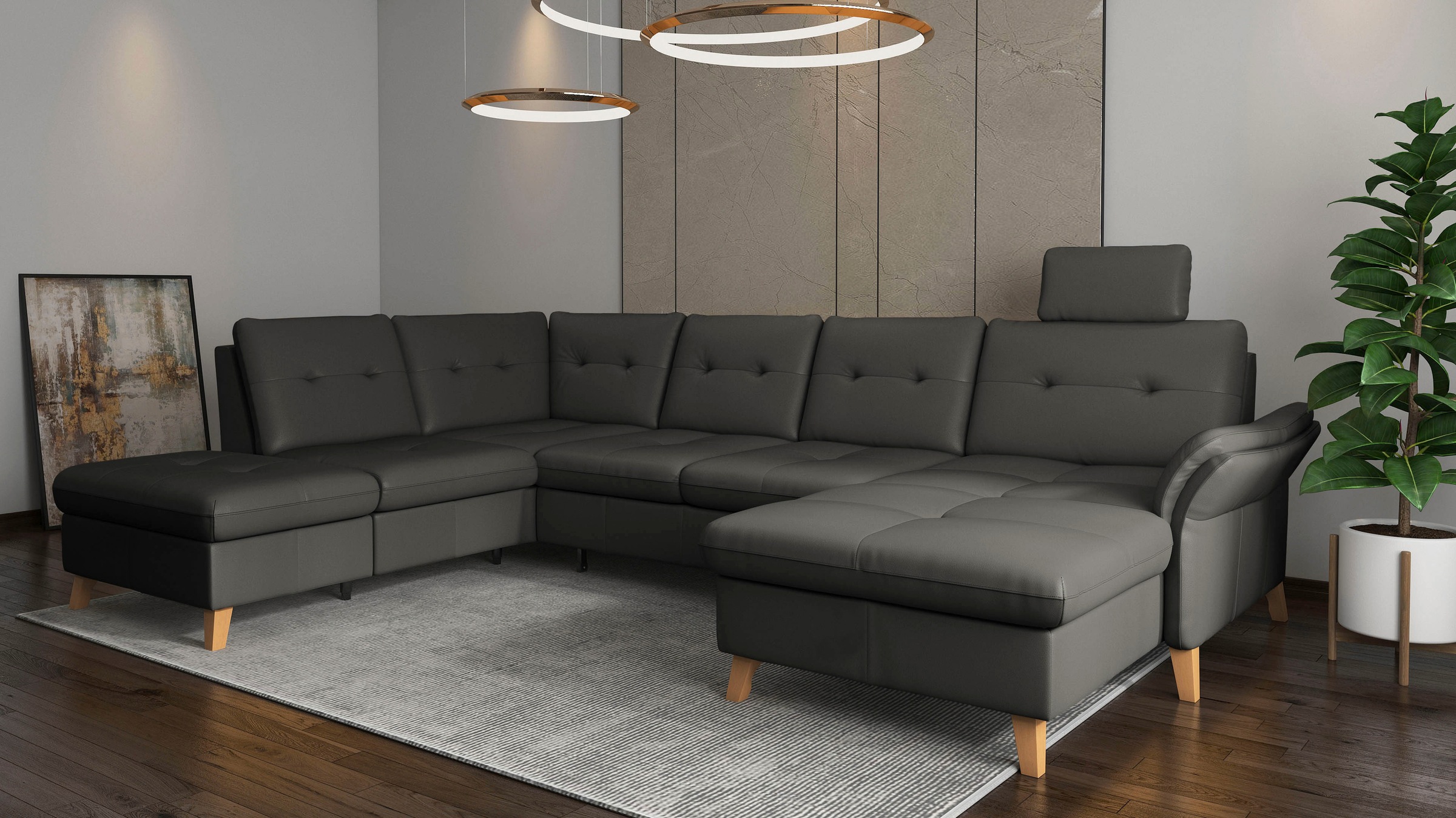 sit&more Wohnlandschaft »Göteborg«, inkl. Sitztiefenverstellung, wahlweise mit Bettfunktion & Bettkasten