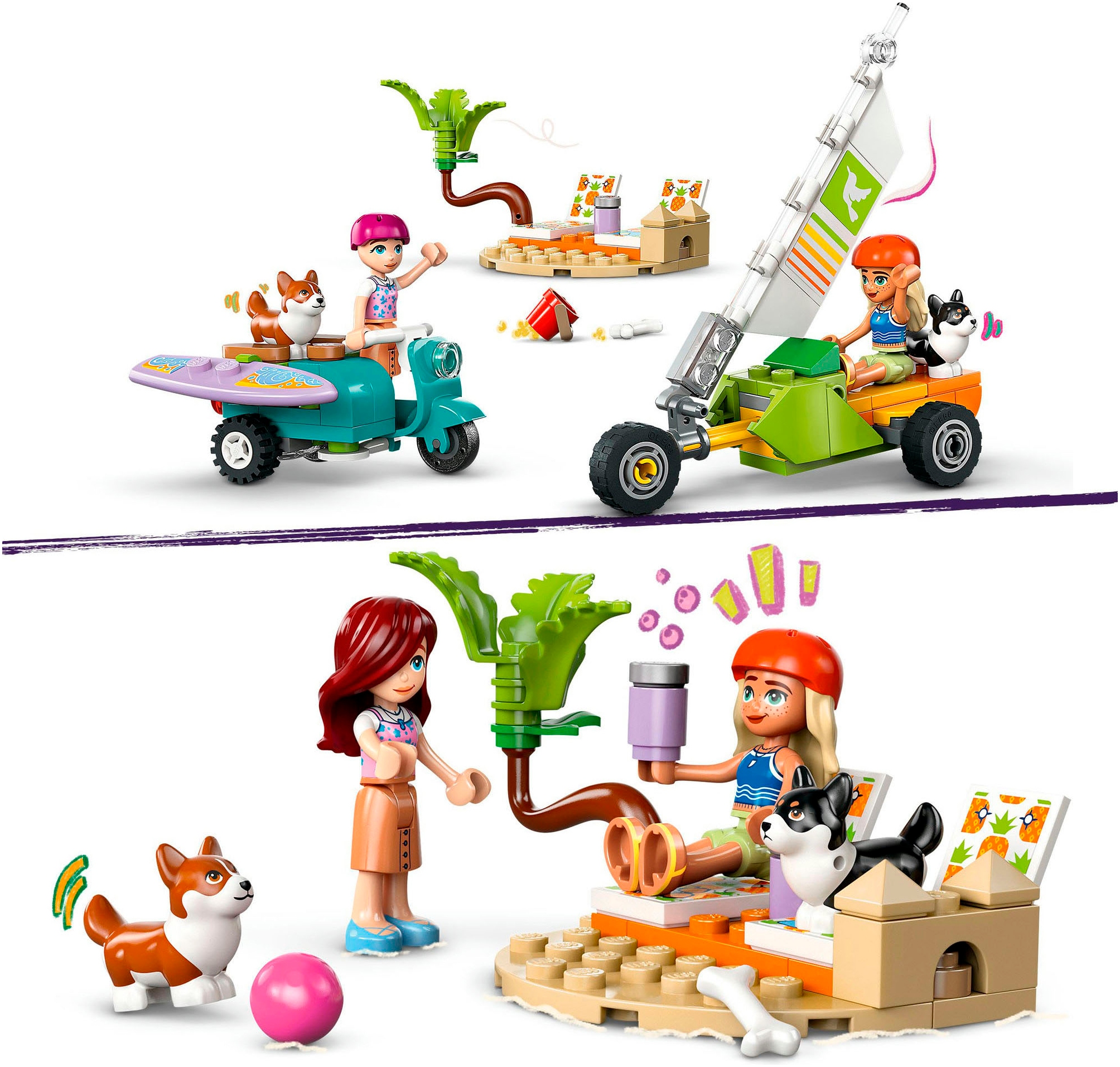 LEGO® Konstruktionsspielsteine »Strandabenteuer mit Hunden (42641), LEGO Friends«, (113 St.), Made in Europe