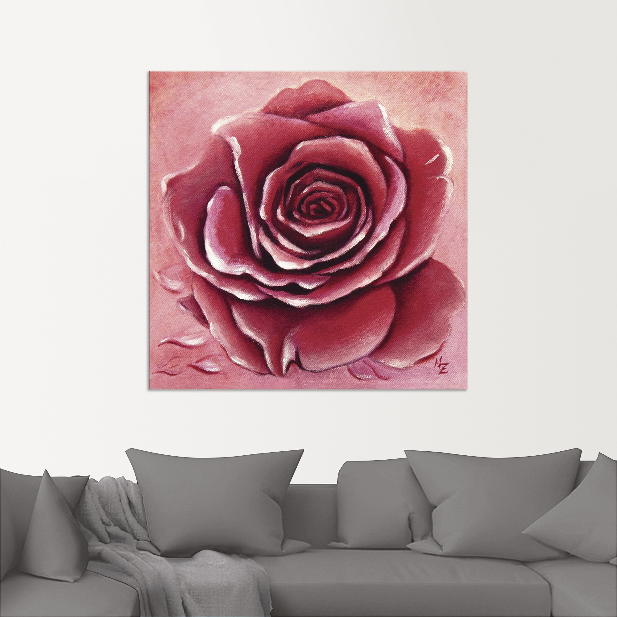 Artland Wandbild »Rote Rose handgemalt«, Blumen, (1 St.), als Alubild, Outd günstig online kaufen