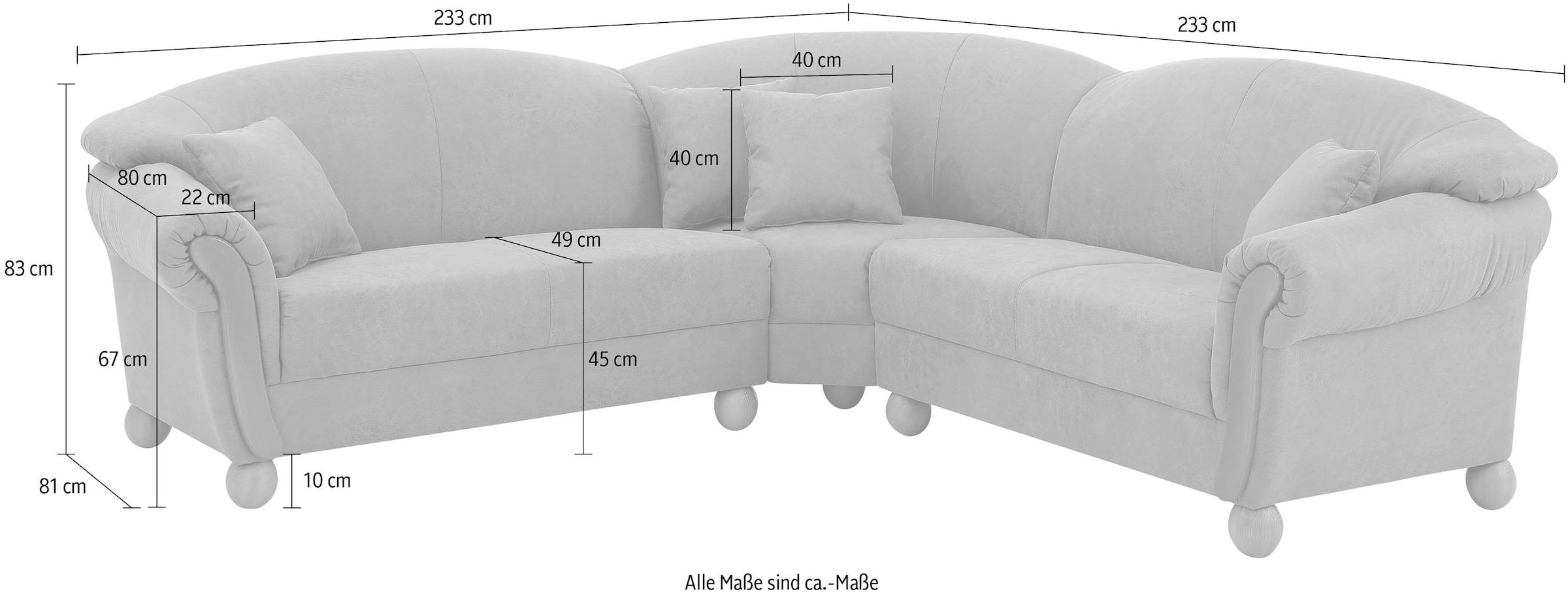 Home affaire Ecksofa »Milano Vintage, L-Form«, mit Federkern, Bezug in Lederoptik, incl. 4 Zierkissen