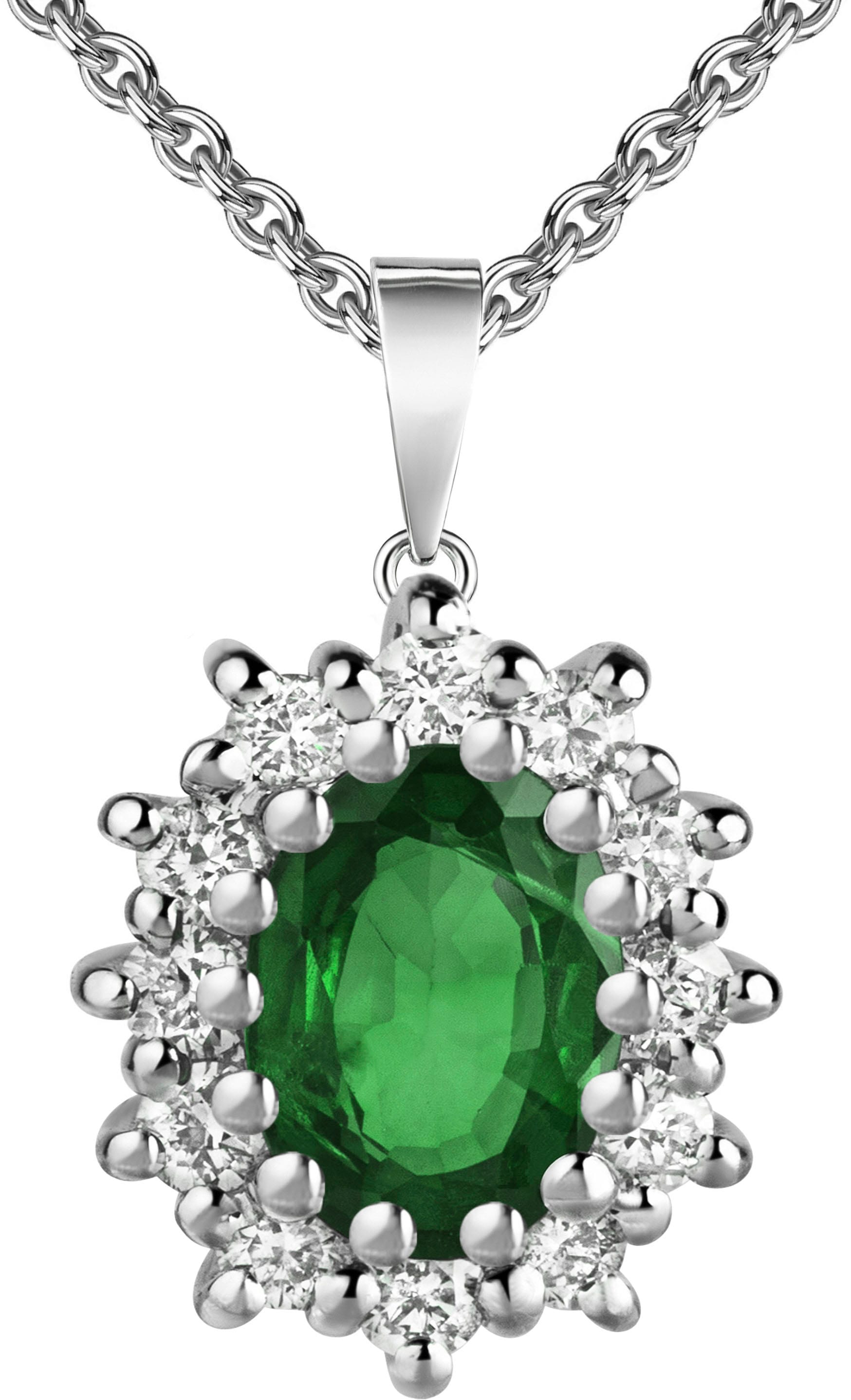 Firetti Kette mit Anhänger »Schmuck Geschenk Silber 925 Halsschmuck Ankerkette Anhänger Diana« Made in Germany - mit Zirkonia (synth.)