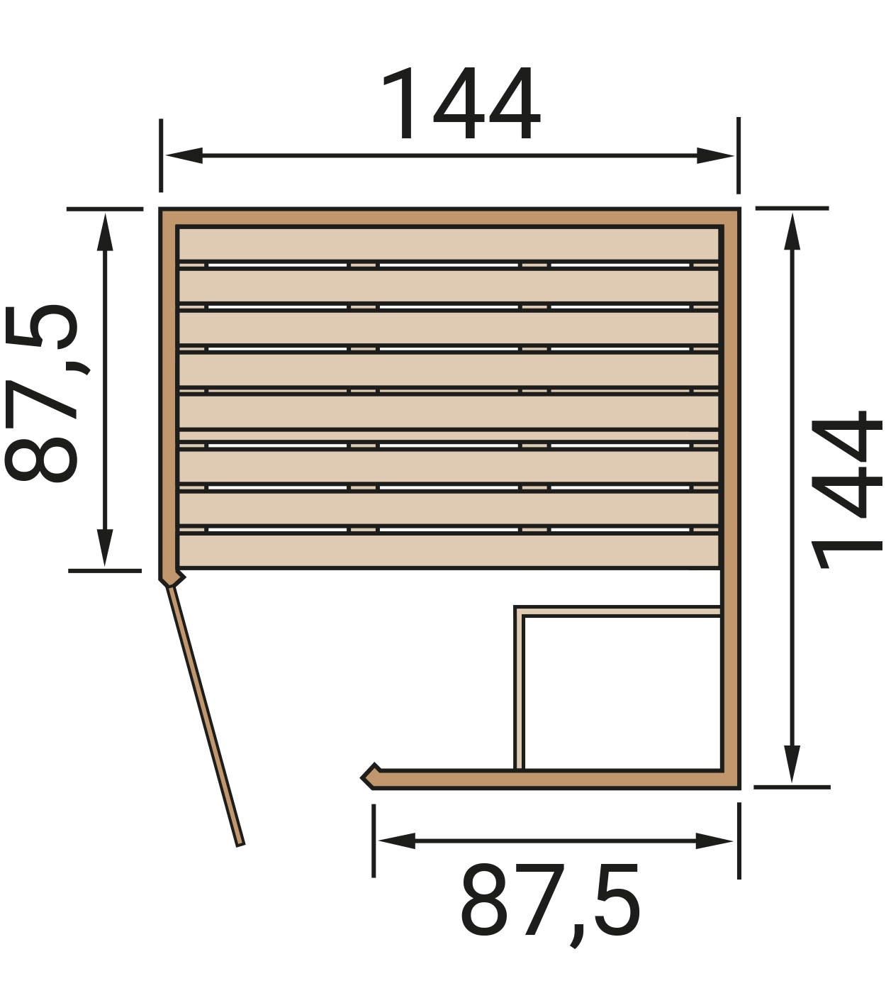 weka Sauna »Massivholz-Elementsauna LAUK« Blockbohlen,vorgefertigte Elemente, moderne Ganzglastür