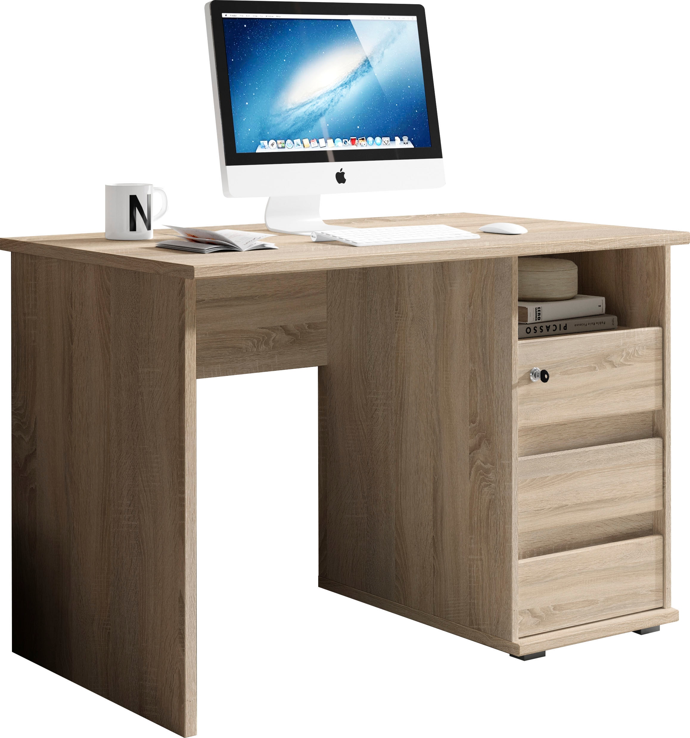 BEGA OFFICE Schreibtisch "Primus 1" mit Schubkasten abschließbar in 3 Farba günstig online kaufen