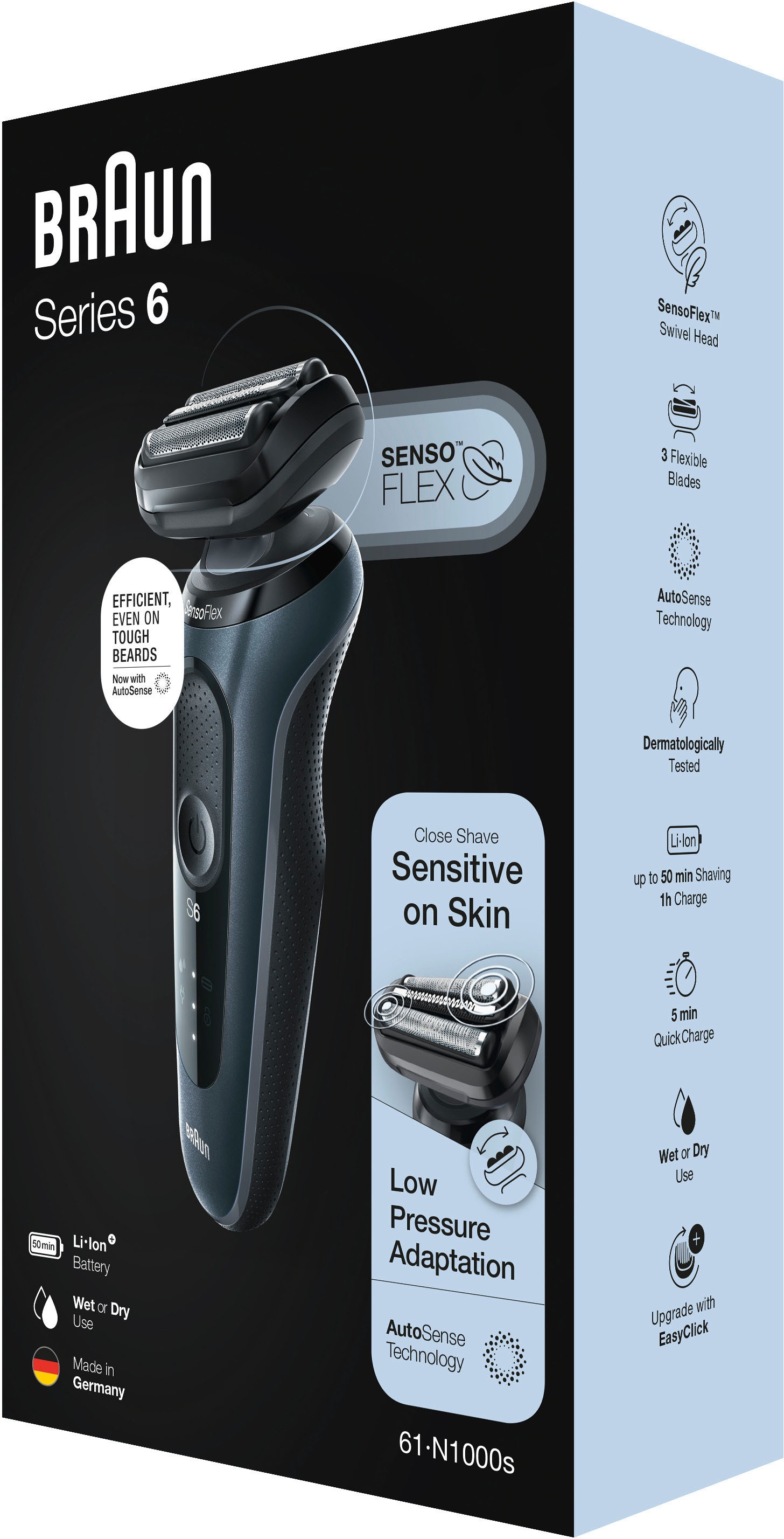 Braun Elektrorasierer »Series im kaufen 6 Online-Shop SensoFlex, St. Wet&Dry 1 61-N1000s«, Aufsätze