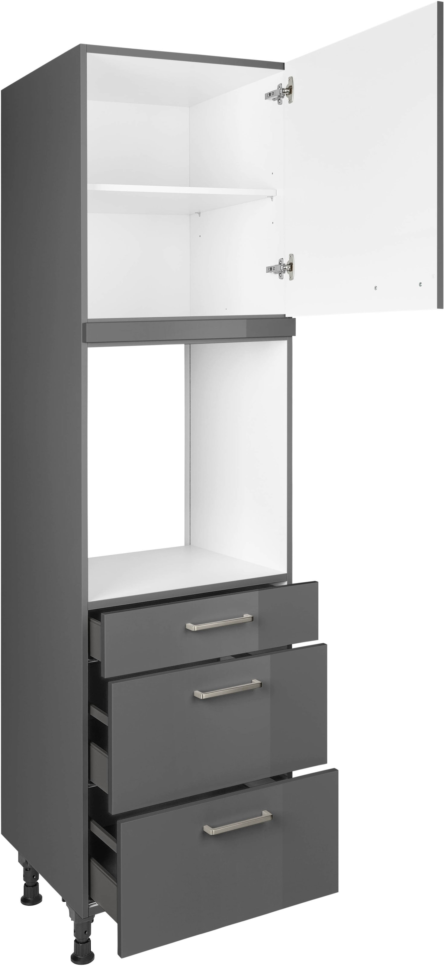 nobilia® Backofenumbauschrank »"Flash", Ausrichtung wählbar, mit Schublade und zwei Auszügen und«, einer Tür, vormontiert, Breite/Höhe: 60/216,6 cm