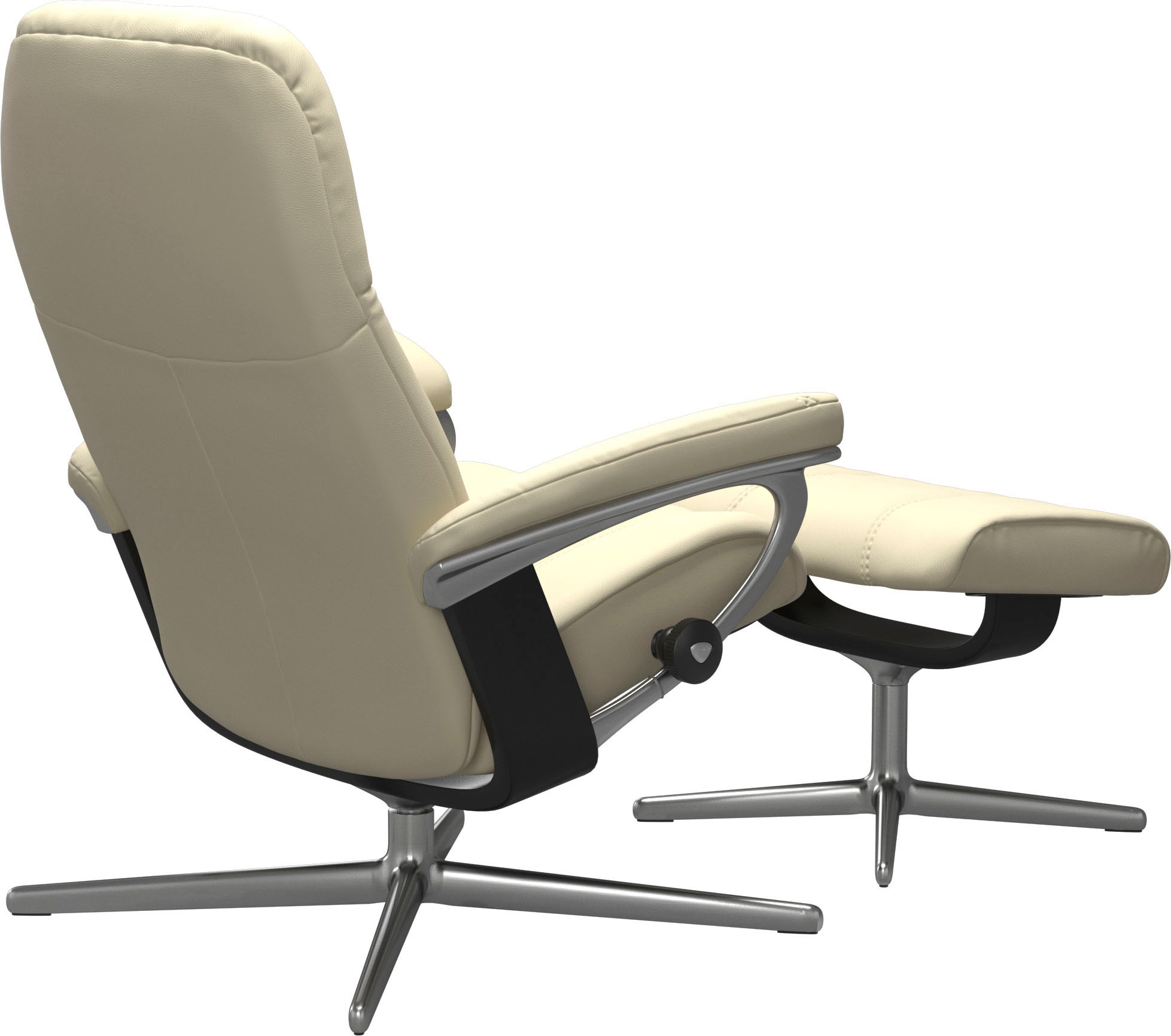 Stressless® Relaxsessel »Consul«, (Set, Relaxsessel mit Hocker), mit Hocker, mit Cross Base, Größe S, M & L, Holzakzent Schwarz