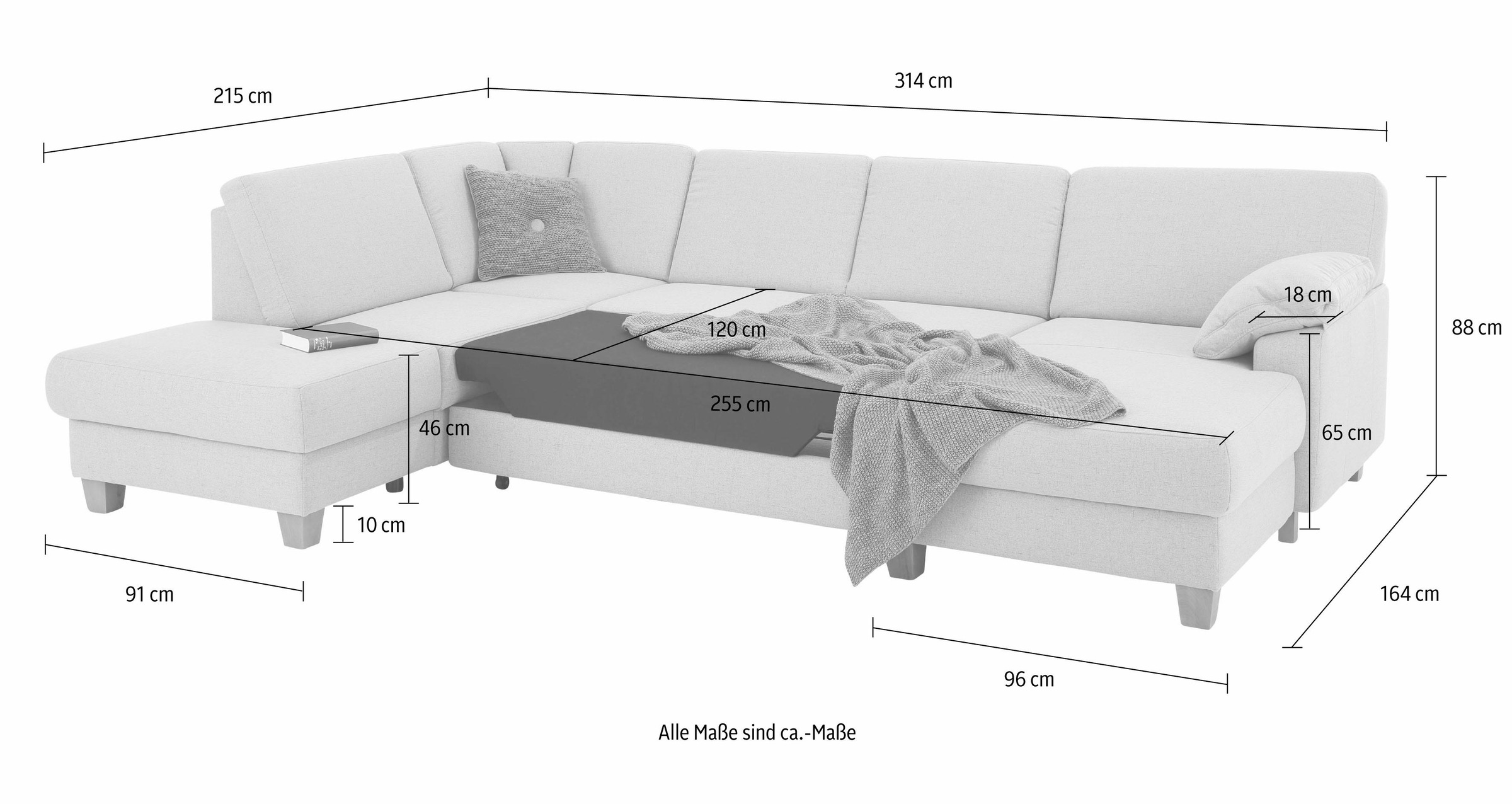 Home affaire Wohnlandschaft »Belfort U-Form«, mit Federkern, wahlweise mit Bettfunktion und Stauraum