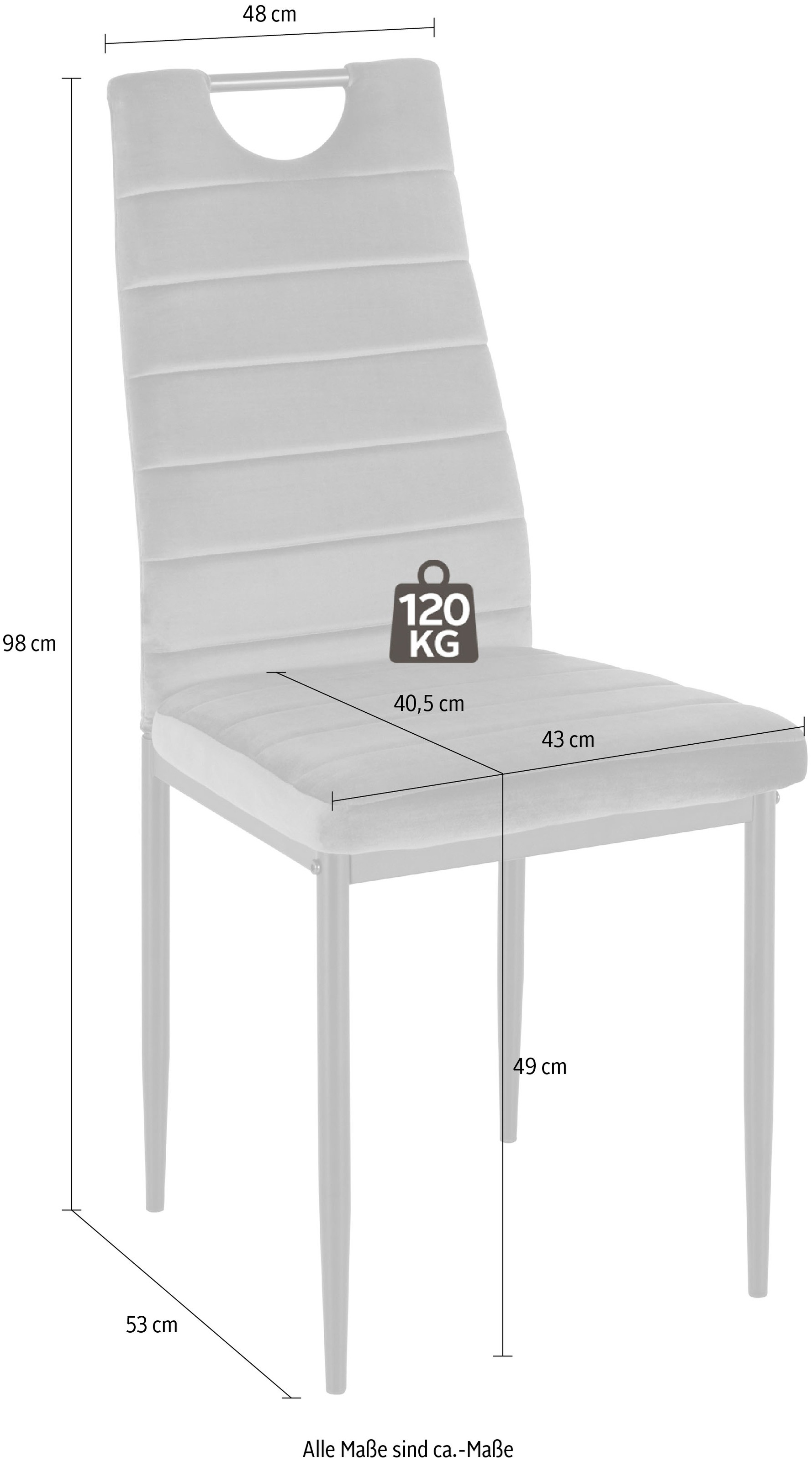 INOSIGN Esszimmerstuhl, (Set), 4 St., Samtstoff, (2 oder 4 Stück) mit Samtbezug, Rückenlehne mit Griff zum Zurückziehen