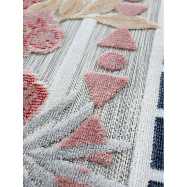 carpetfine Teppich »Deja 101«, rechteckig, robustes Flachgewebe, Motiv- Floral  Palmenblätter, Hoch-Tief Effekt auf Raten kaufen